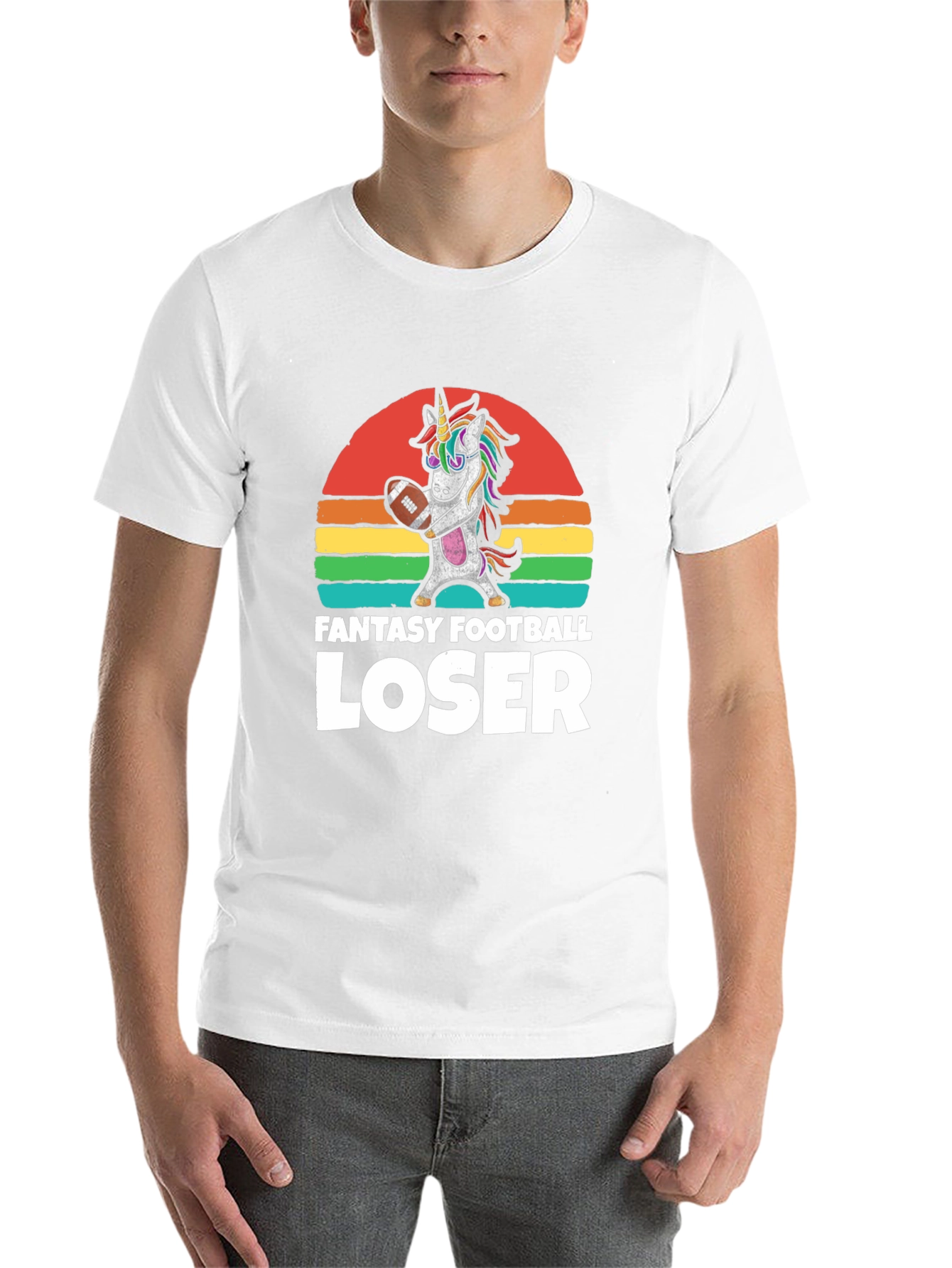 Black Fantasy Football Loser Unicorn T-Shirt view 14