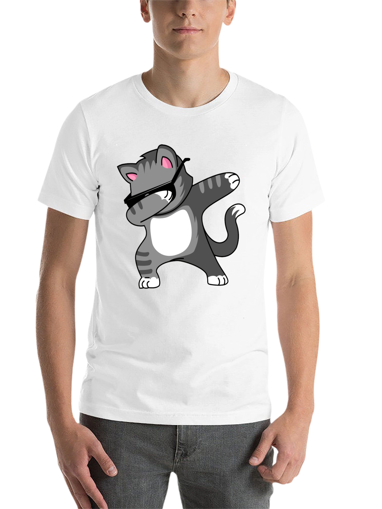 Black Dabbing Cat Graphic Tee - Black T-Shirt view 14