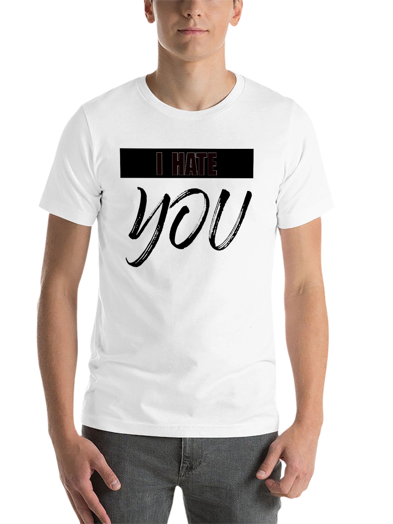 Black I Hate You Graphic Black Tee - Edgy Statement Shirt view 14