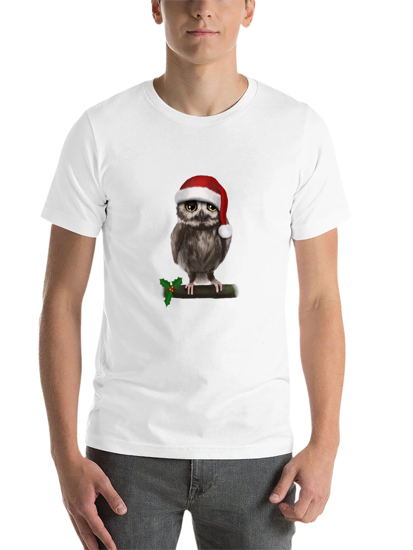 Black Festive Owl Christmas T-Shirt view 14