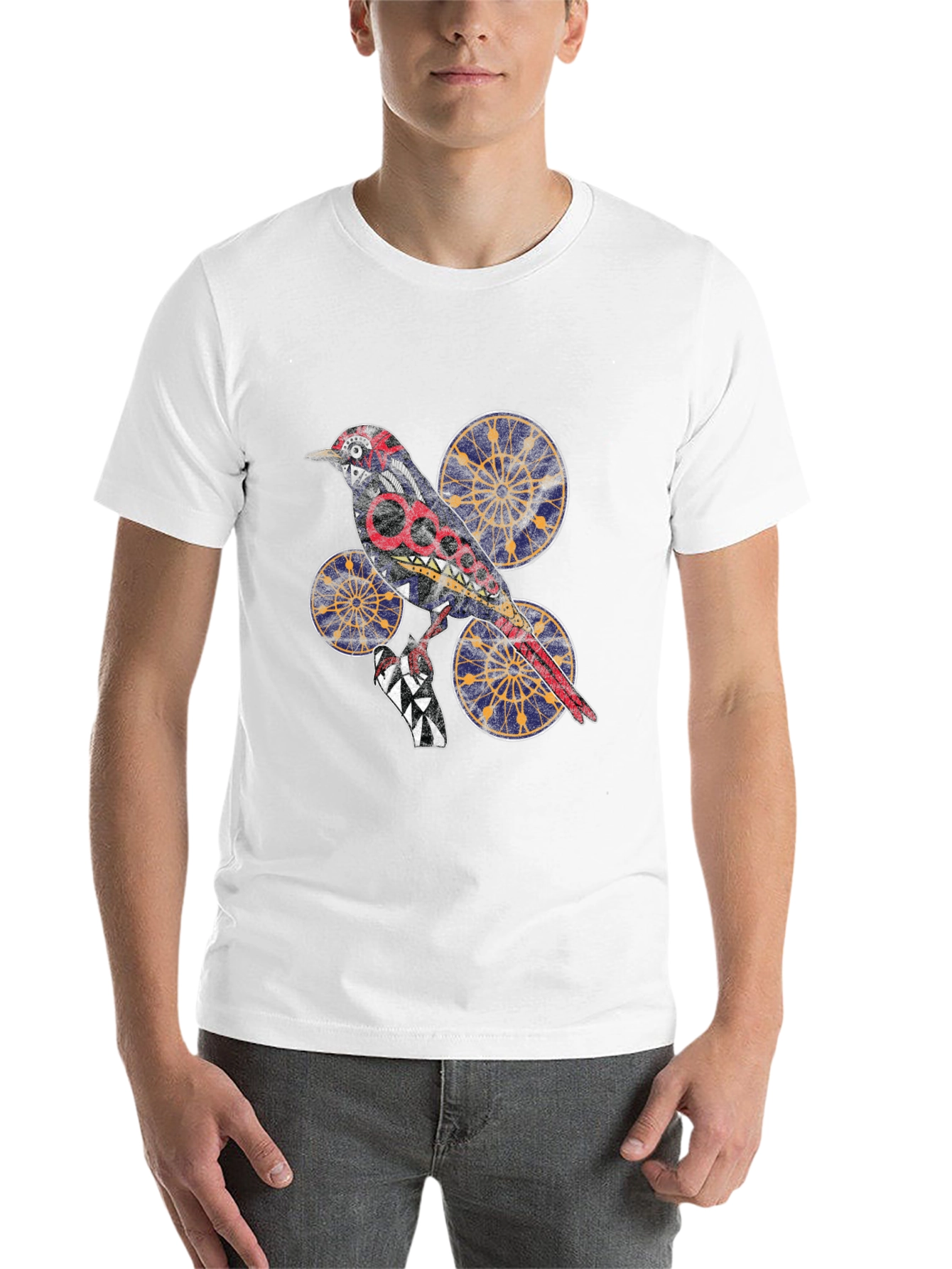 Black Graphic Bird Print T-Shirt - Unique Artistic Design view 14