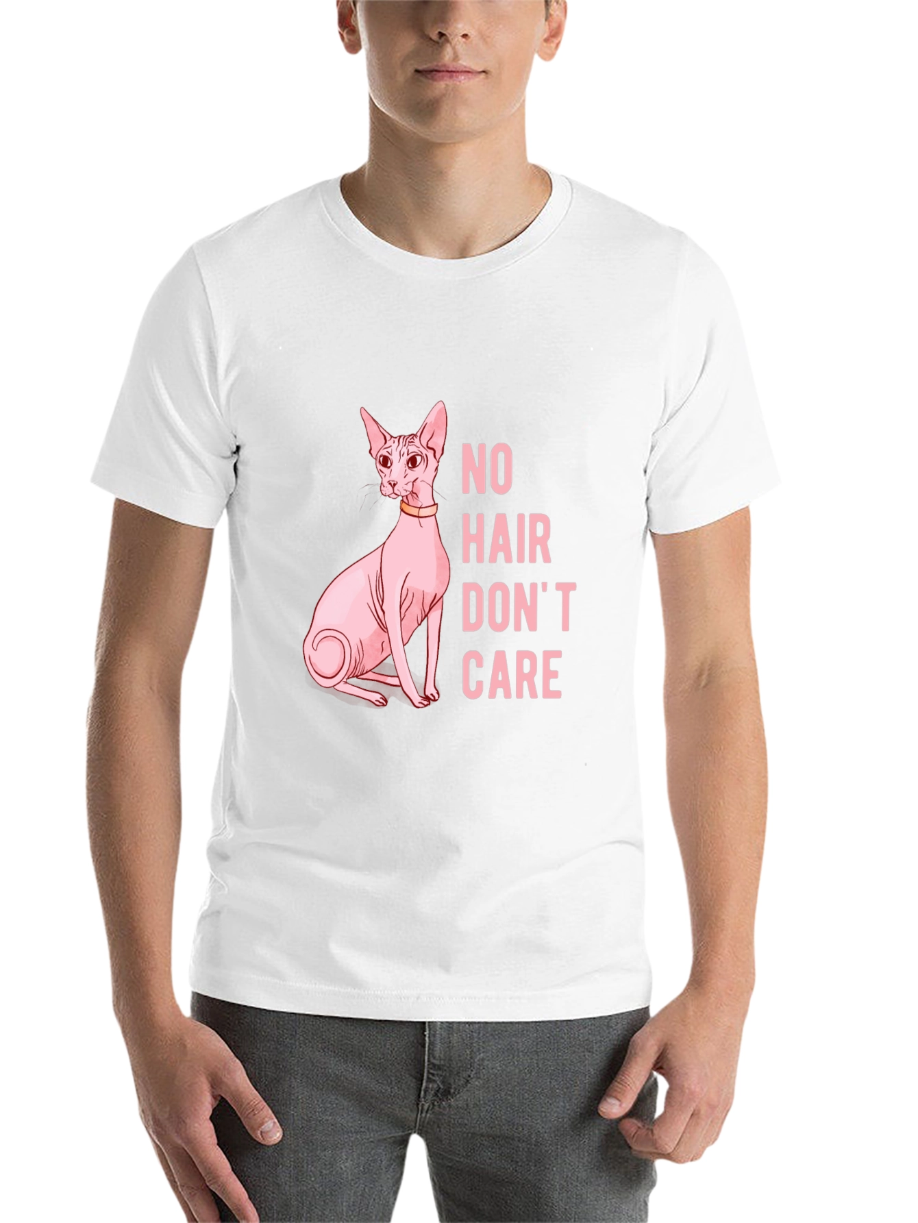 Black Hairless Cat Lover T-Shirt - Funny No Hair Don't Care Tee view 14