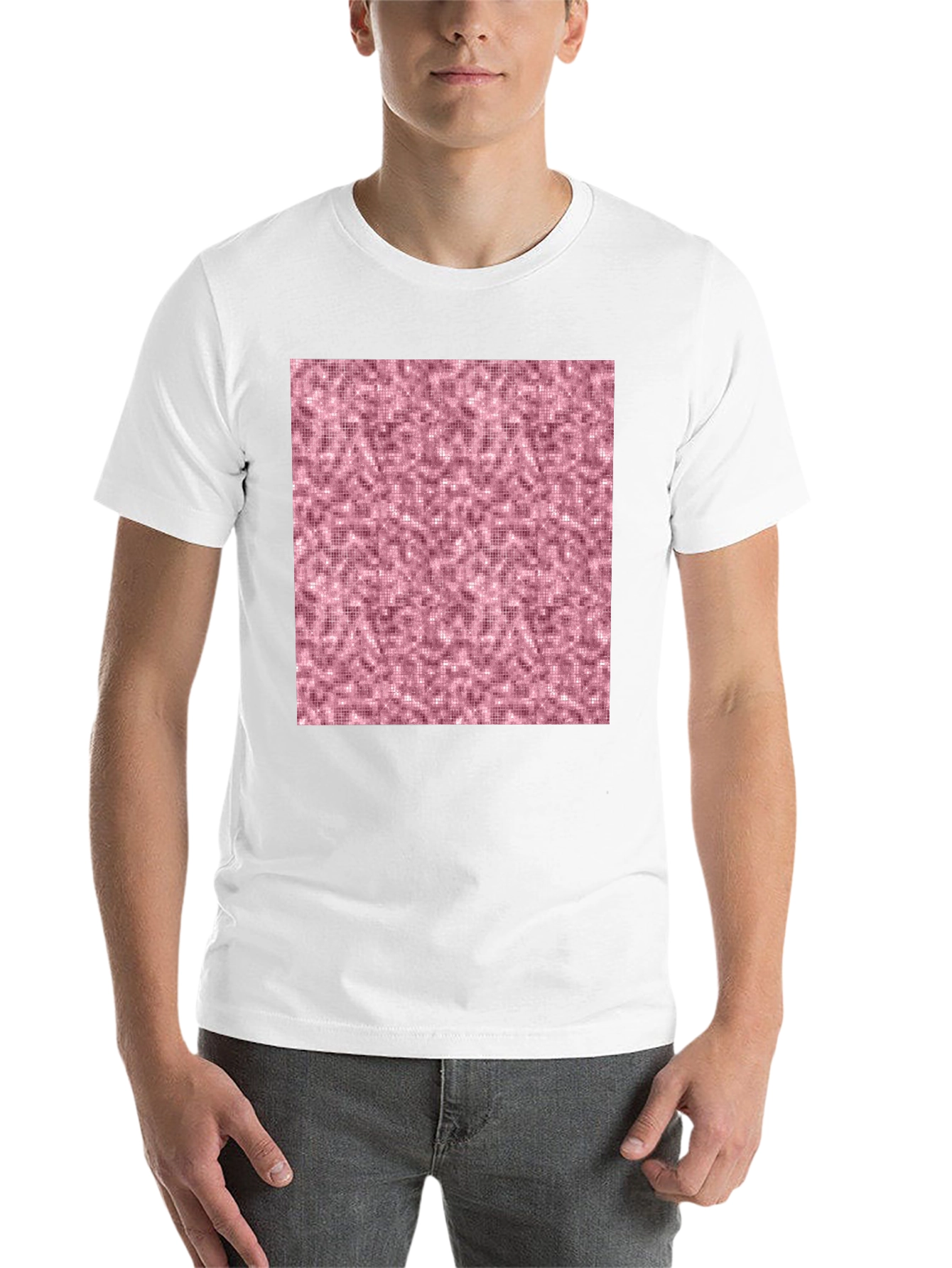 Black Stylish Black T-Shirt with Abstract Pink Pattern view 14