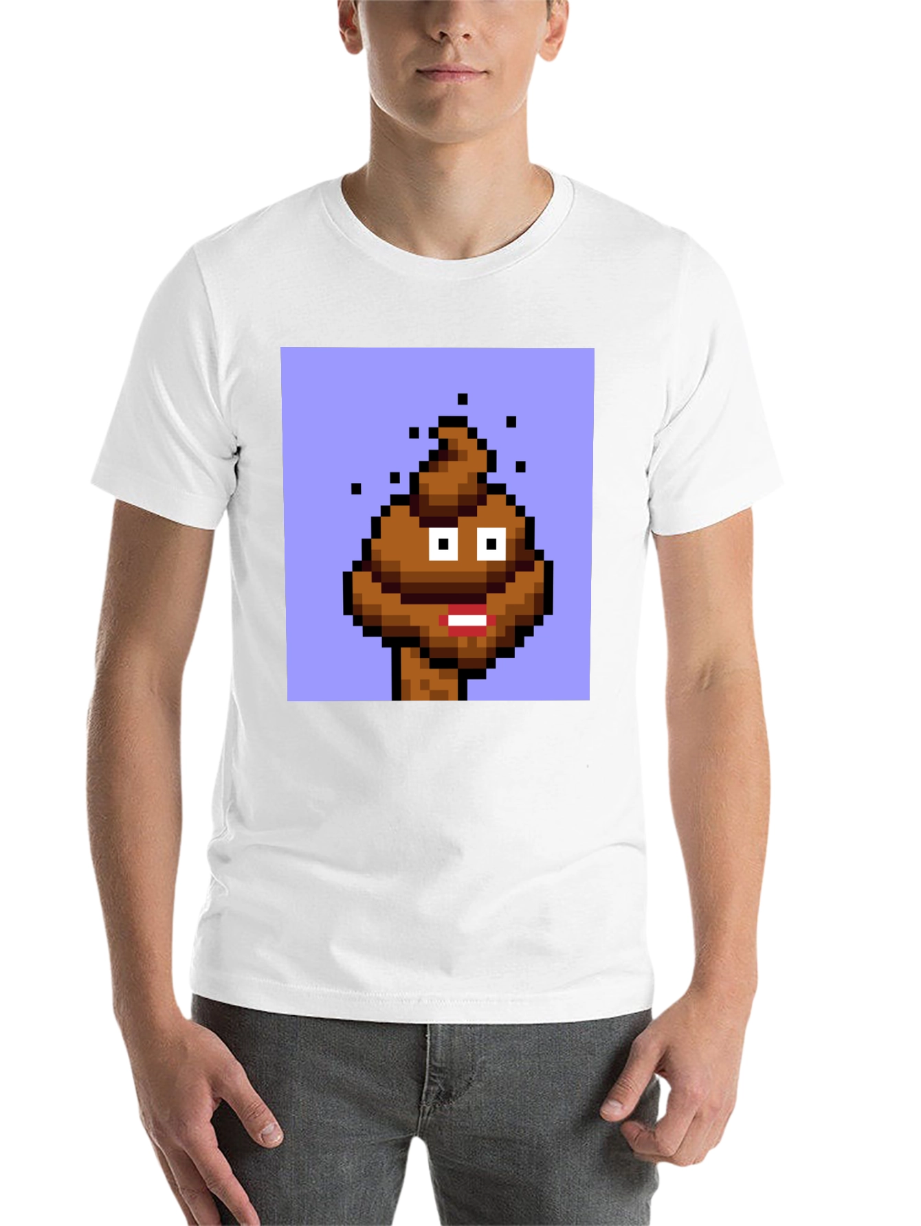 Black Pixel Poop Emoji Graphic Tee - Black Unisex T-Shirt view 14