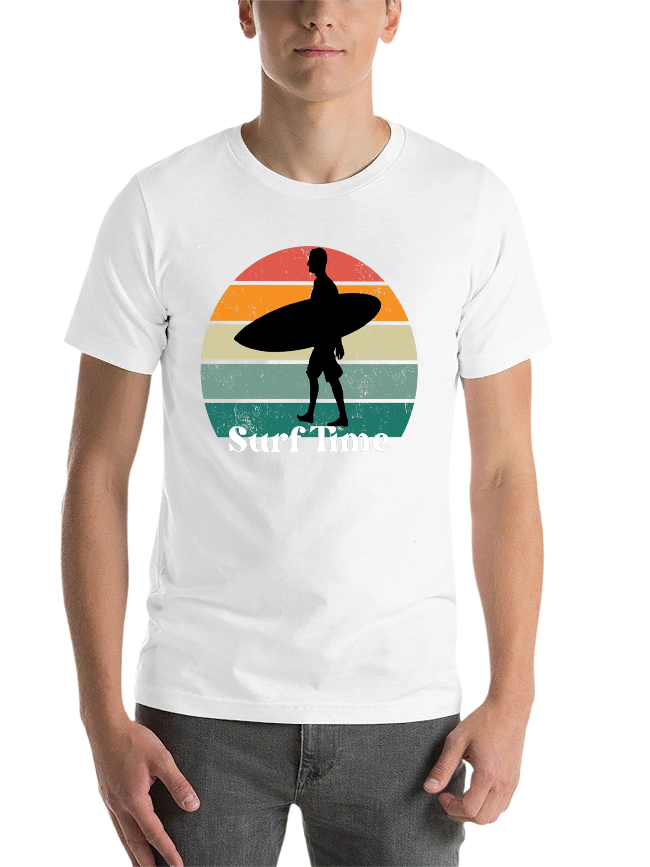 Surf Time Graphic Tee - Retro Sunset Surfer T-Shirt - 14