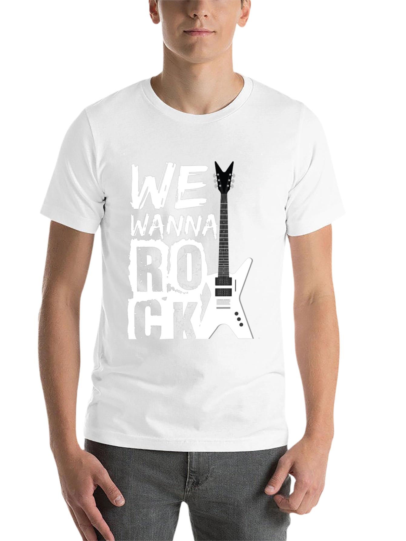 Black Rock Graphic Tee - We Wanna Rock Guitar T-Shirt view 14