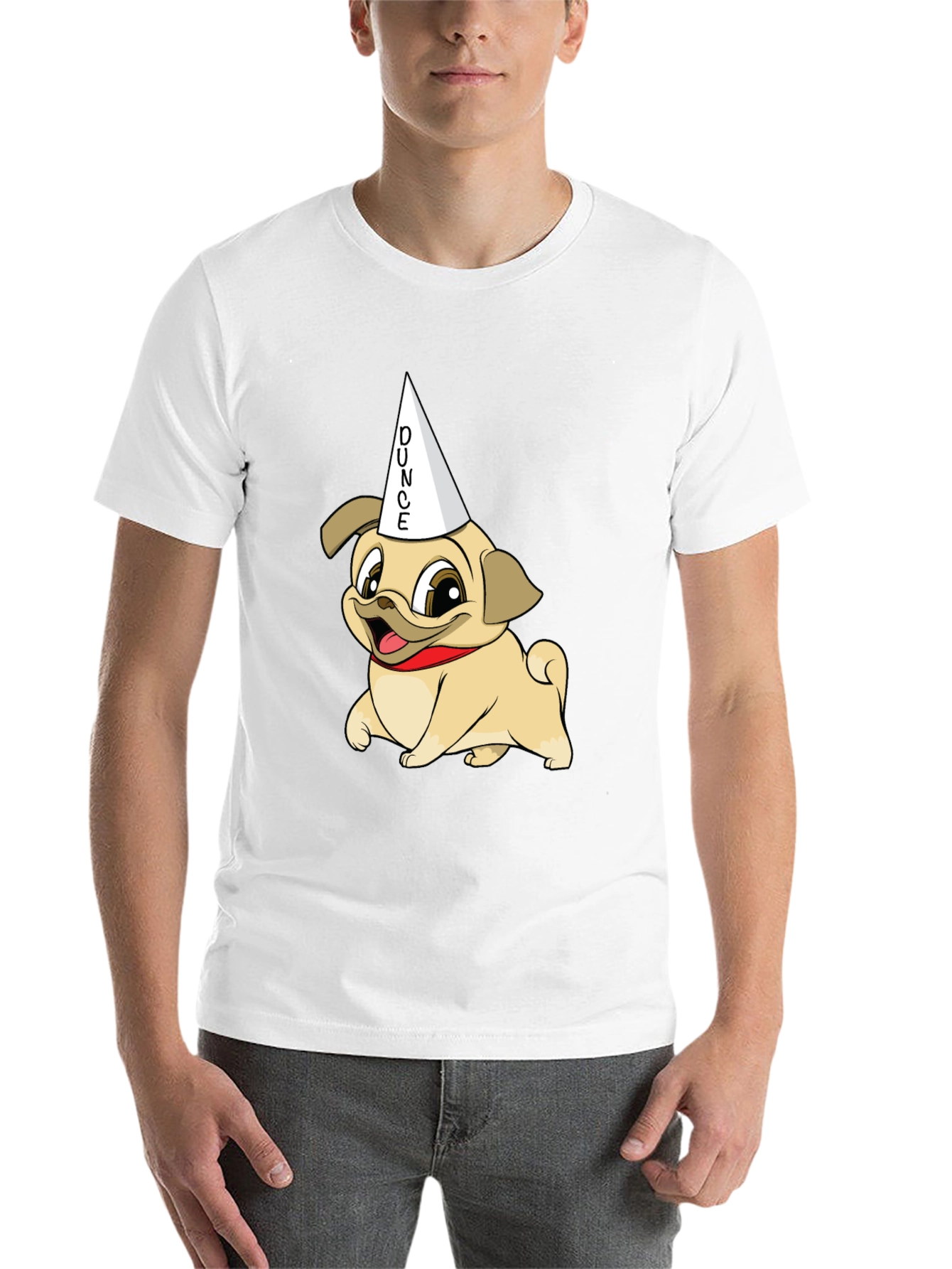 Black Dunce Pug Graphic Tee - Funny Dog Shirt view 14