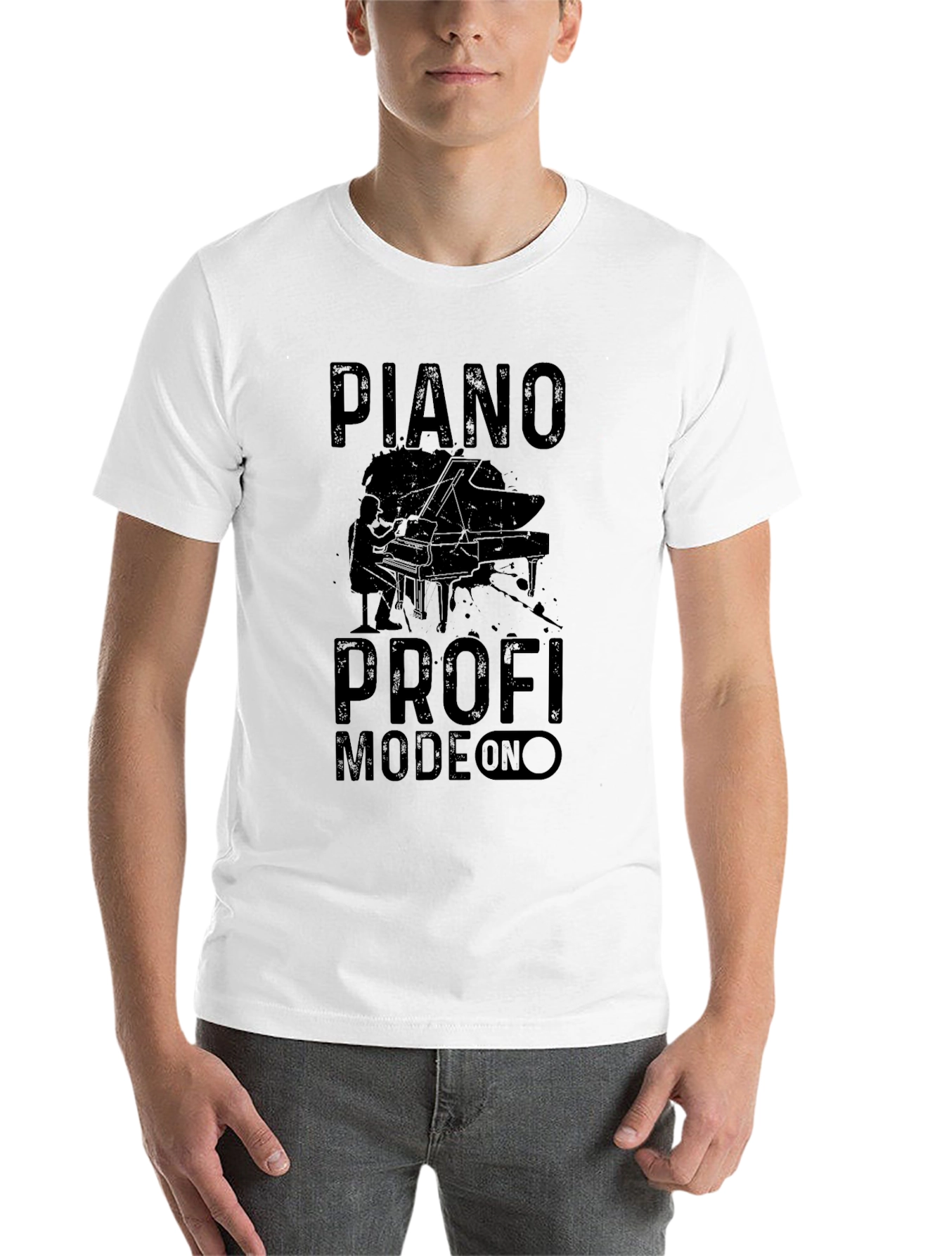 Black Piano Profi Mode On Black T-Shirt view 14