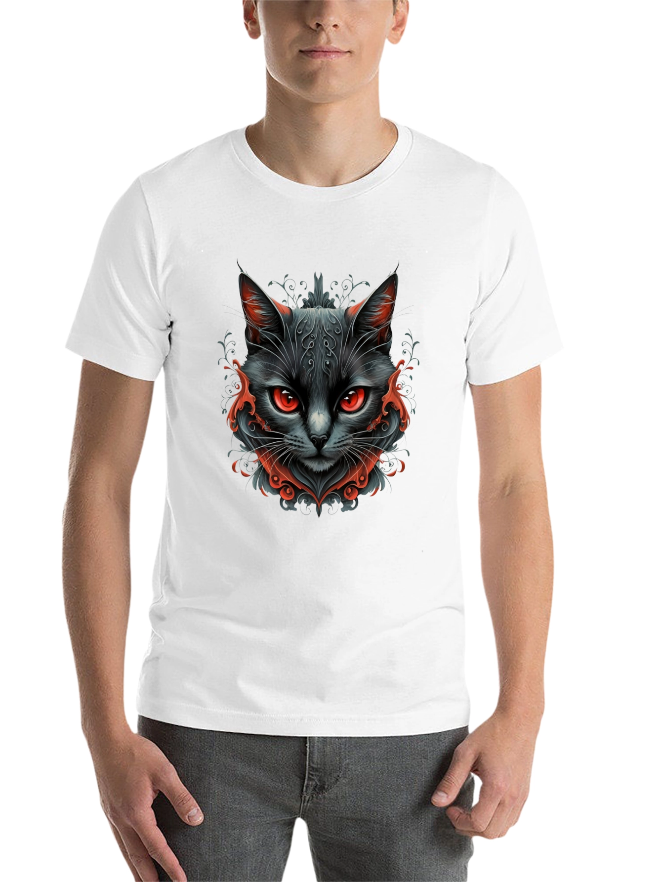 Black Black Cat Graphic Tee - Men's Stylish T-Shirt view 14