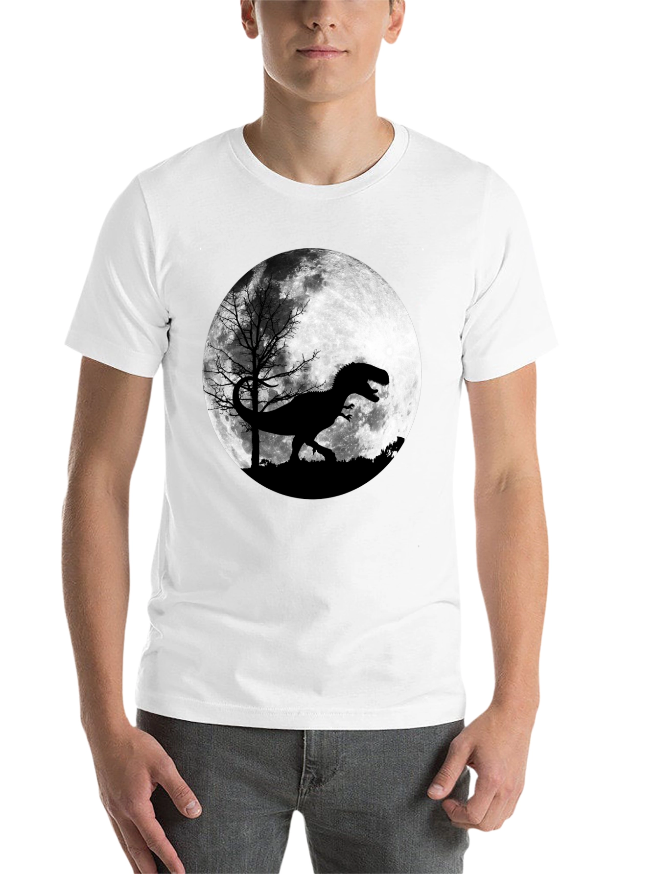 Black Dinosaur Moon Graphic T-Shirt view 14