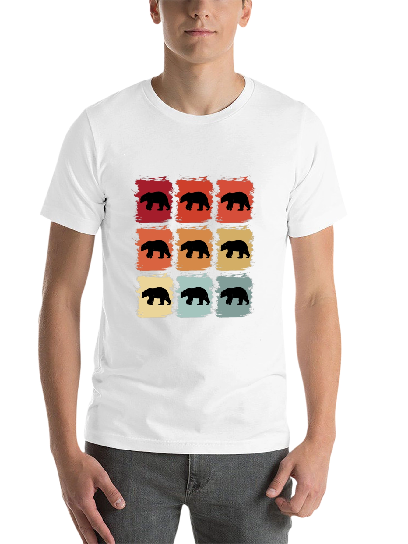 Black Retro Bear Silhouette Graphic T-Shirt view 14