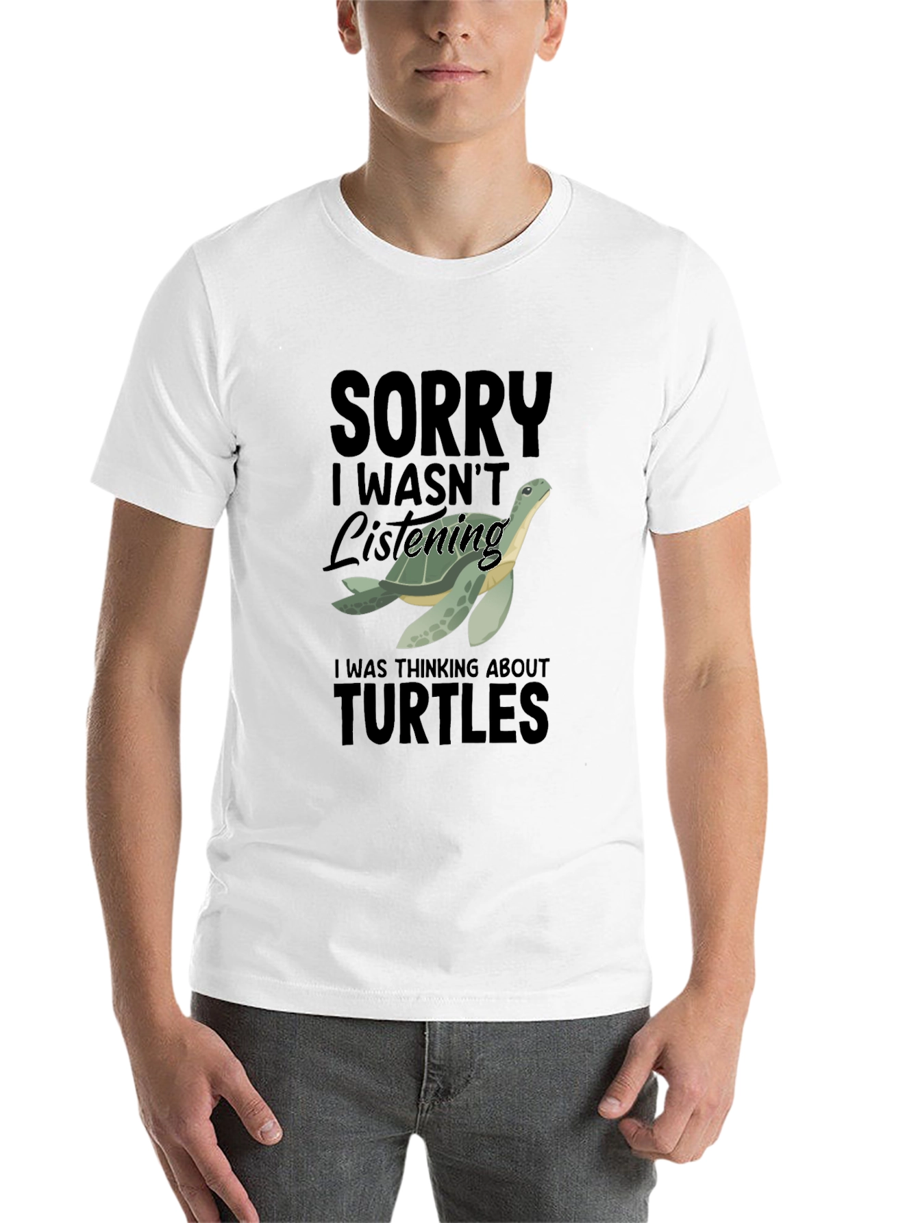 Black Funny Turtle T-Shirt - Sorry Wasn't Listening view 14