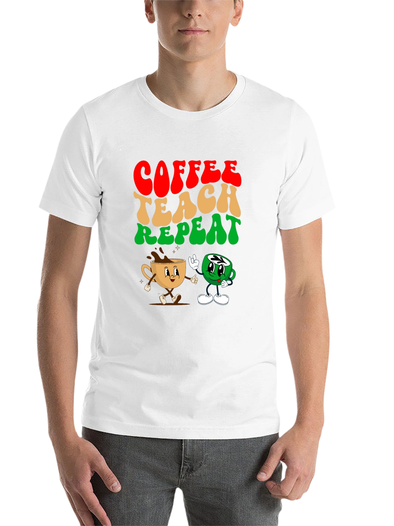 Black Coffee Teach Repeat Graphic Tee - Teacher's Essential view 14