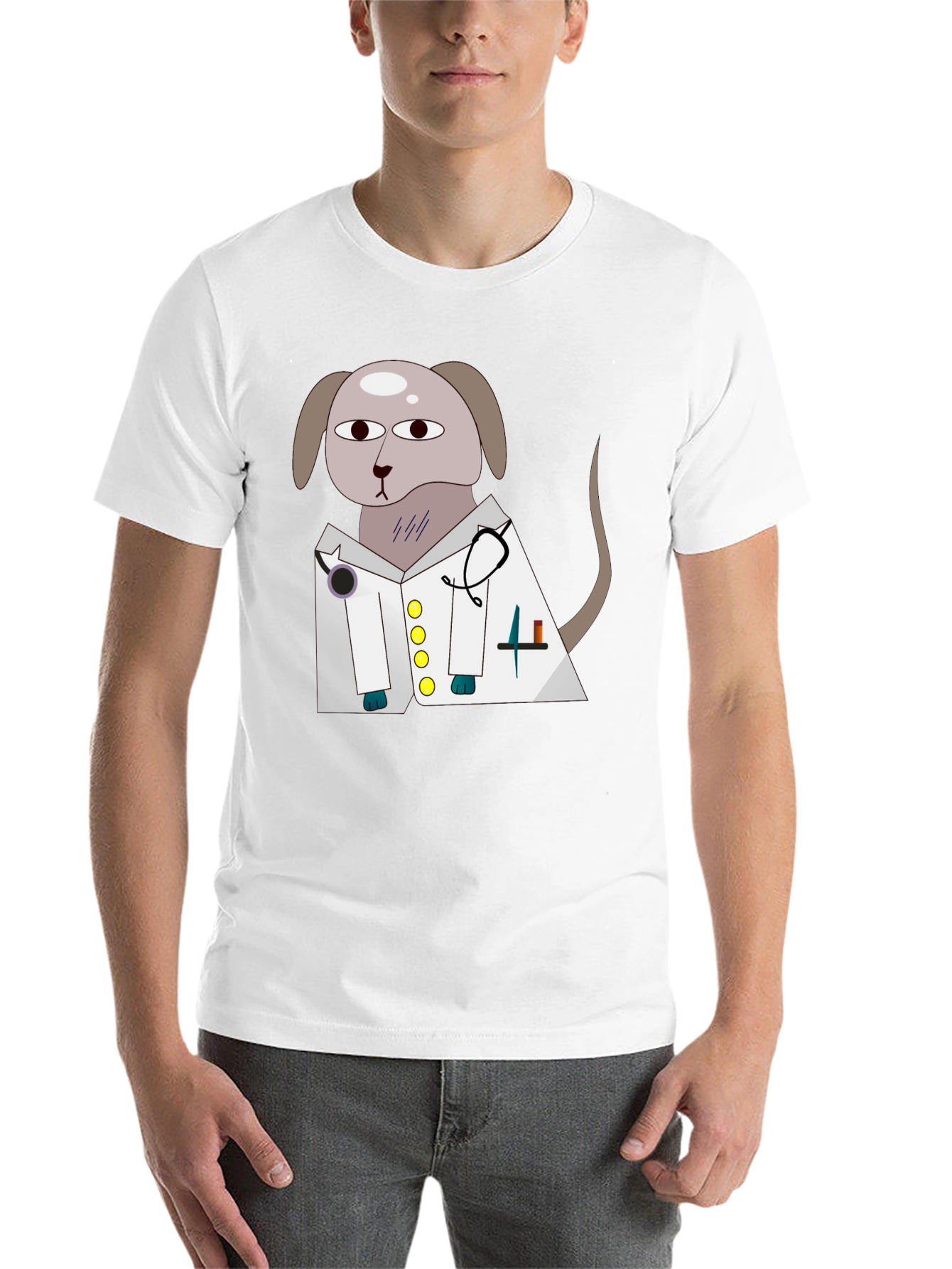 Black Vet Dog Cartoon Graphic T-Shirt - Black view 14