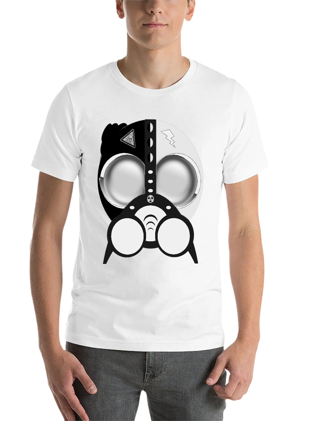 Black Cool Gas Mask Graphic Black T-Shirt view 14