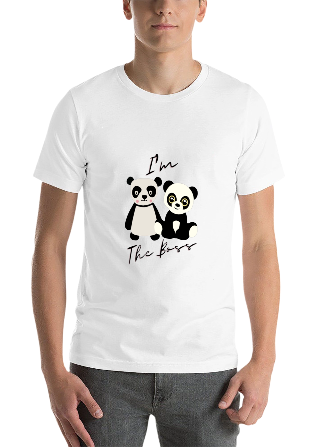 Black I'm The Boss Panda Graphic T-Shirt view 14
