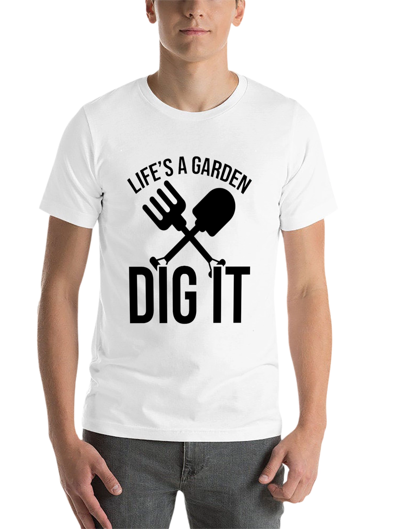 Black Life's a Garden Dig It Men's Black T-Shirt view 14