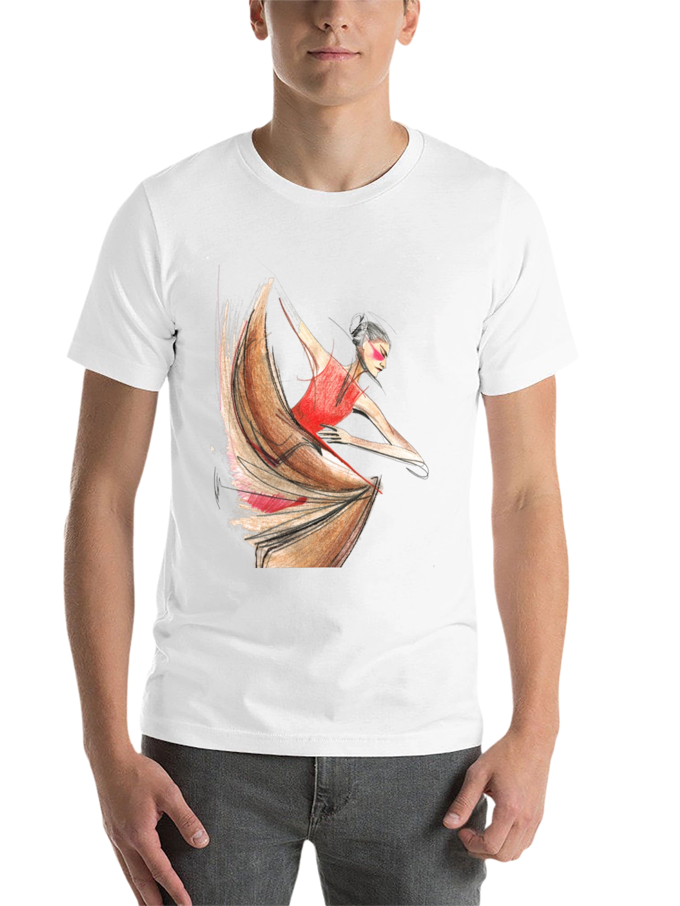 Black Flamenco Dancer Graphic Tee - Black Unisex T-Shirt view 14