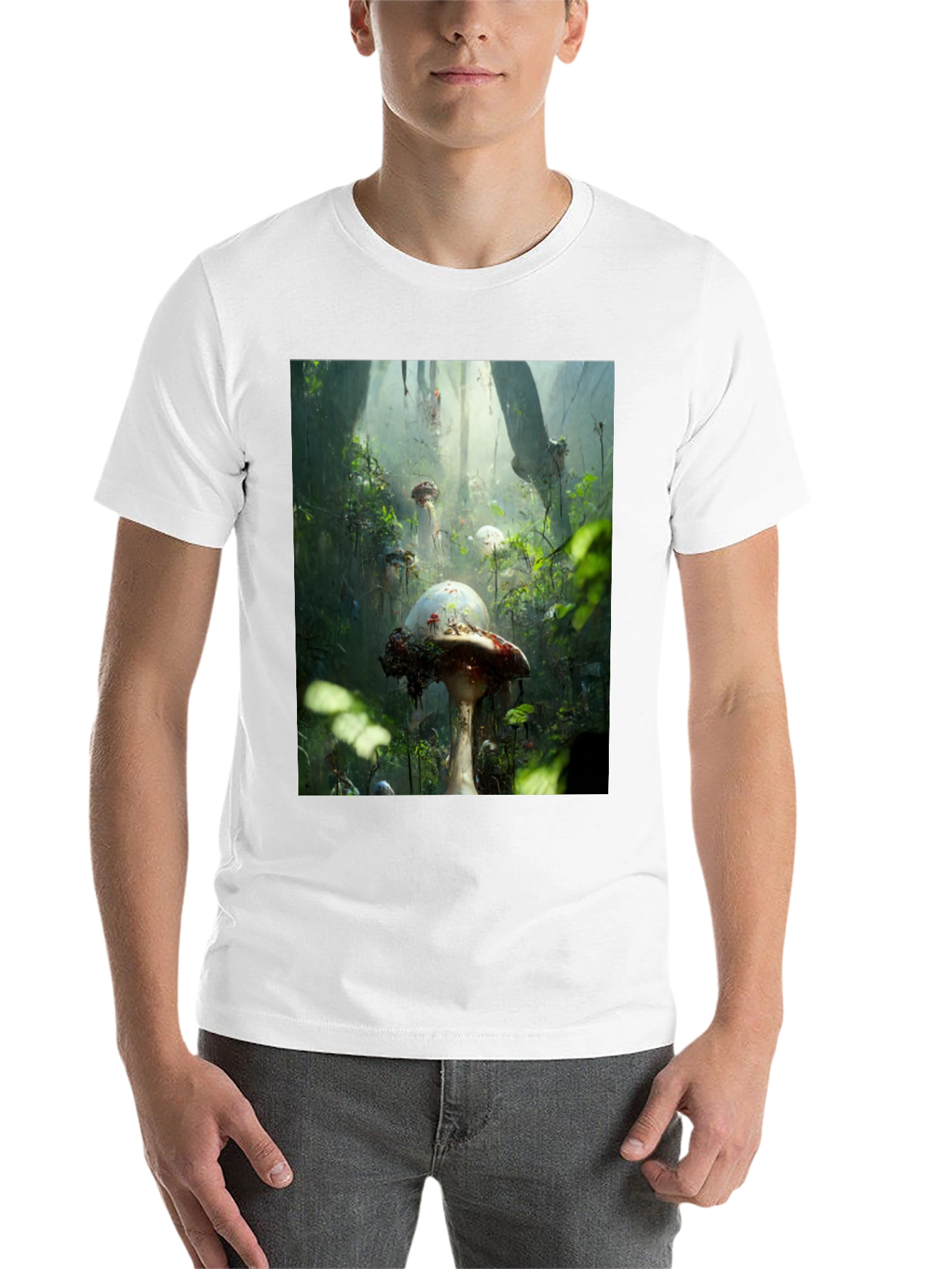 Black Enchanted Forest Mushroom T-Shirt view 14
