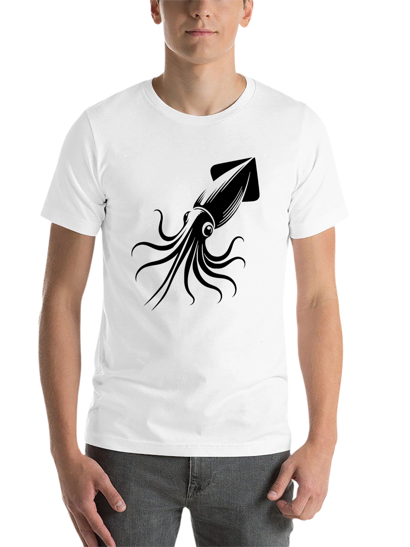 Black Squid Graphic Print Black T-Shirt view 14