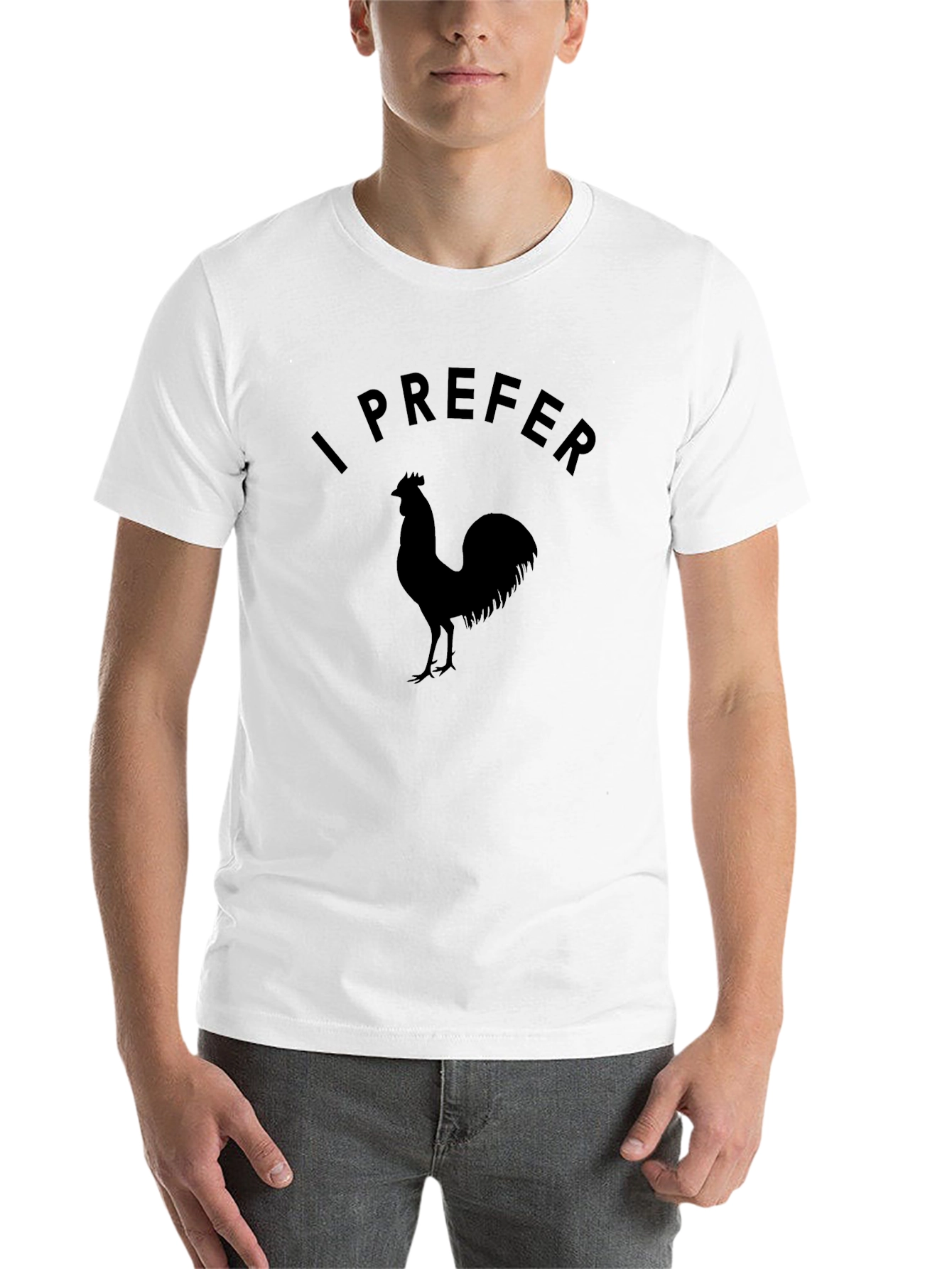 Black I Prefer Rooster Graphic Tee - Black Cotton T-Shirt view 14