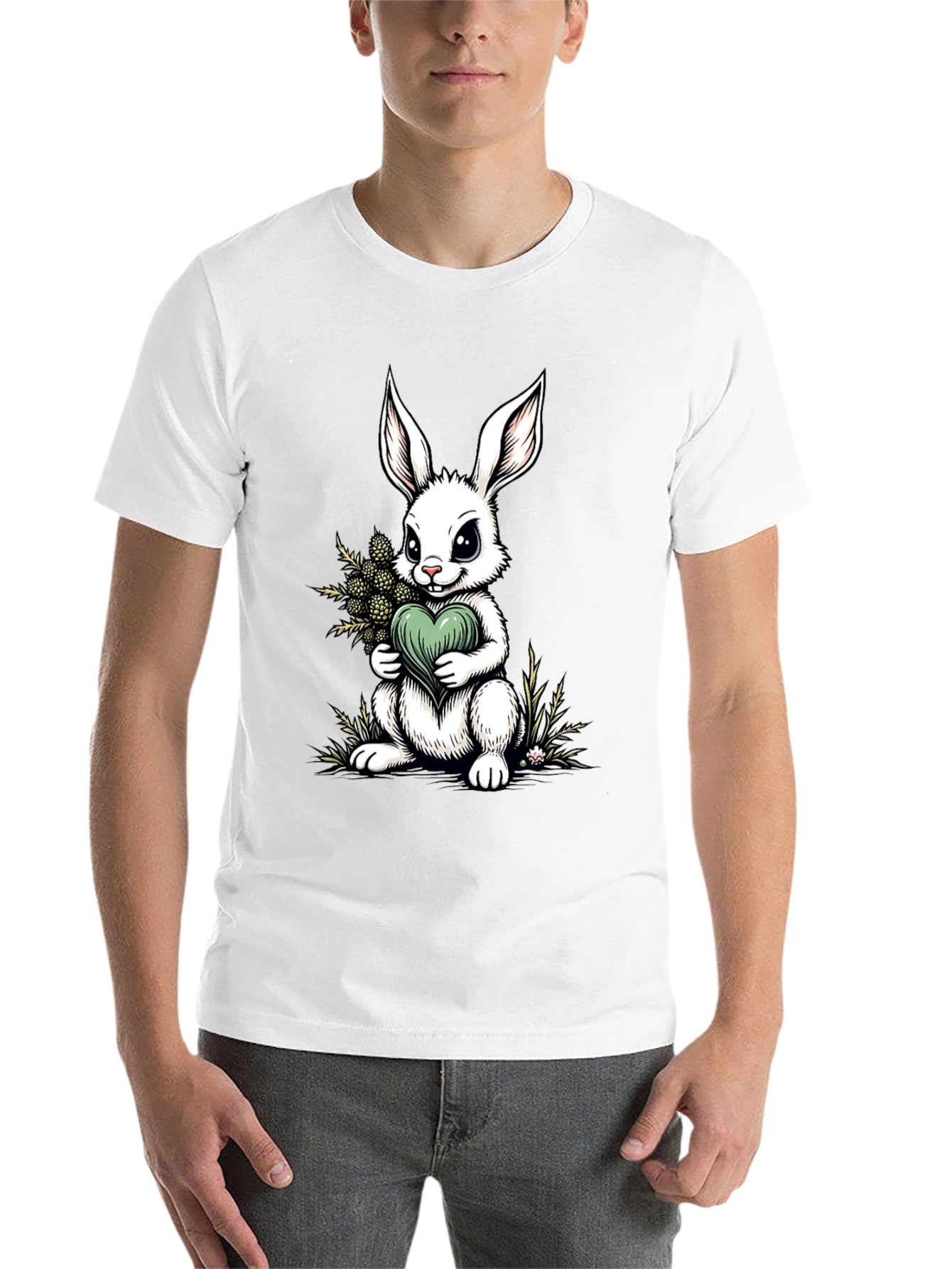 Black Bunny Heart Graphic Tee - Cute Rabbit Shirt view 14