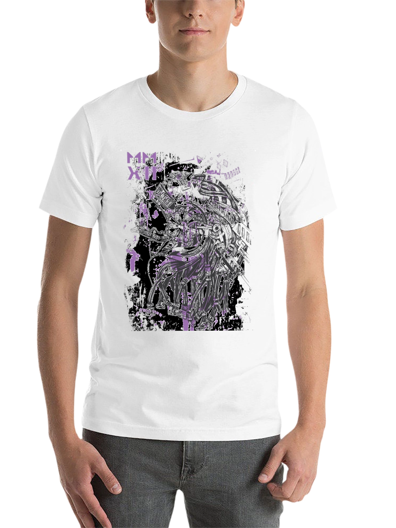 Black Cyberpunk Style Graphic Print Black T-Shirt view 14