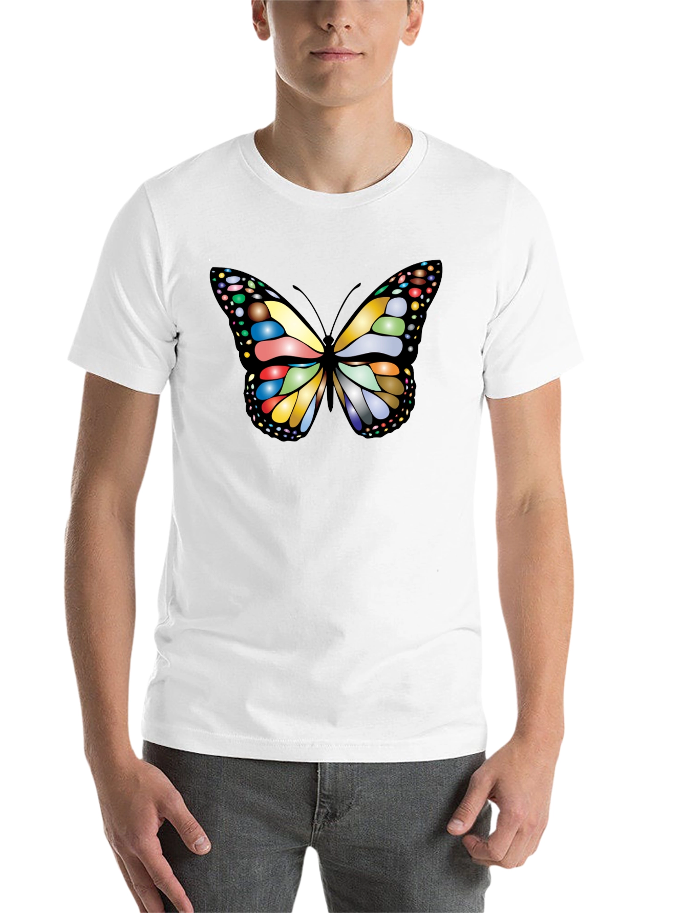 Black Butterfly Graphic Tee - Black Cotton T-Shirt view 14