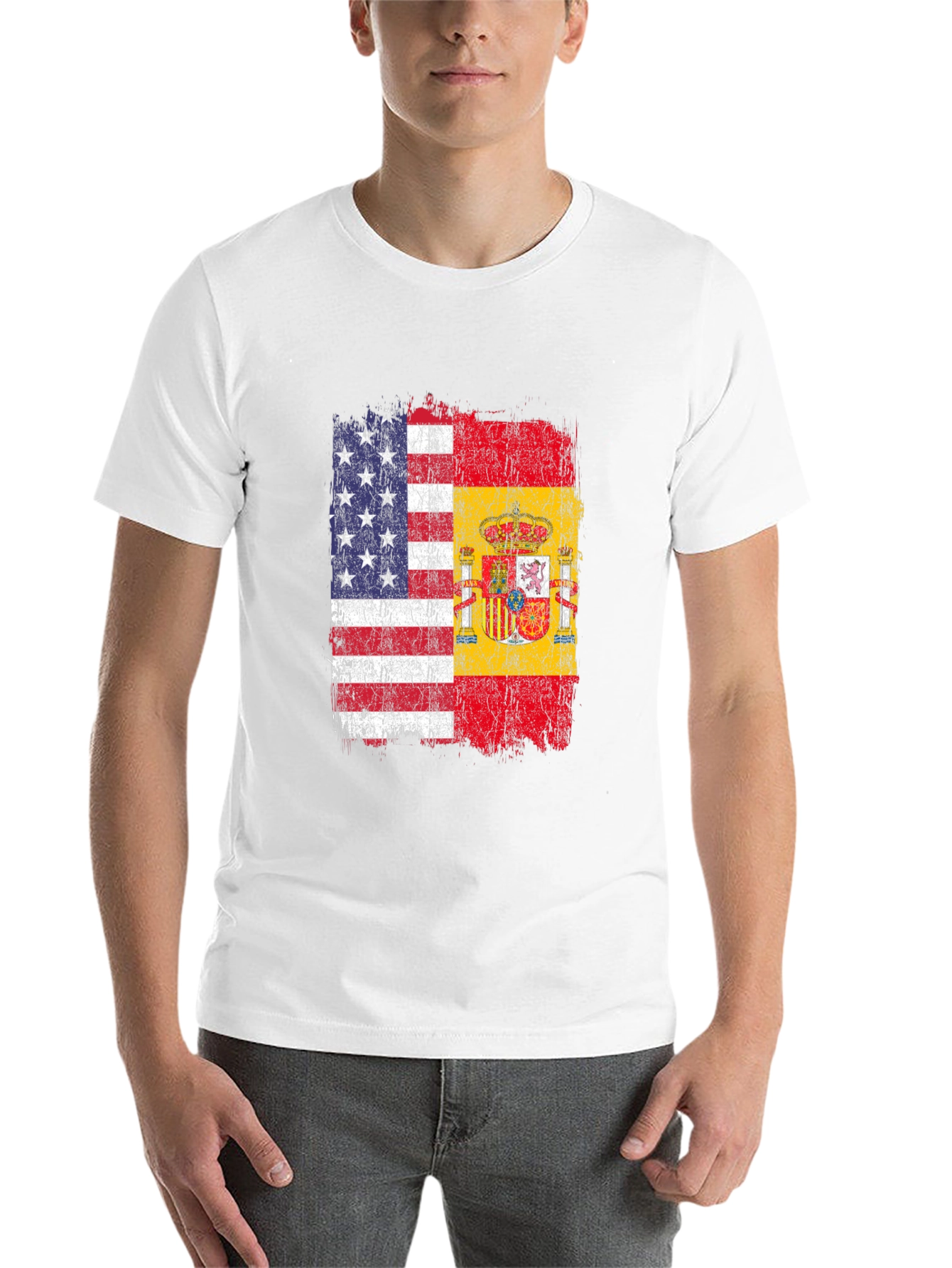 Black USA & Spain Flag T-Shirt - Dual Heritage Tee view 14