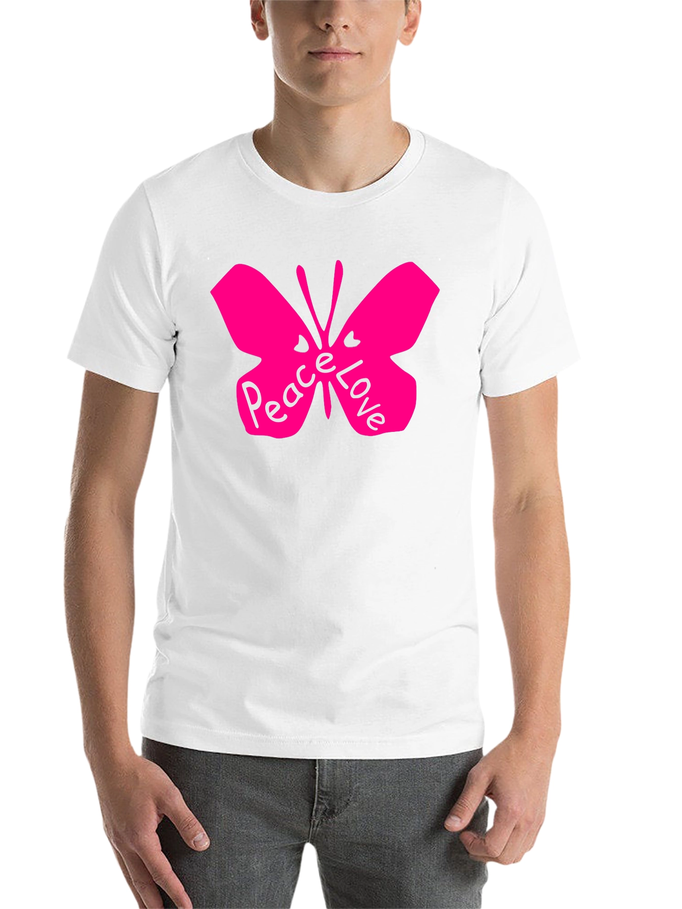 Black Peace Love Butterfly Black T-Shirt view 14