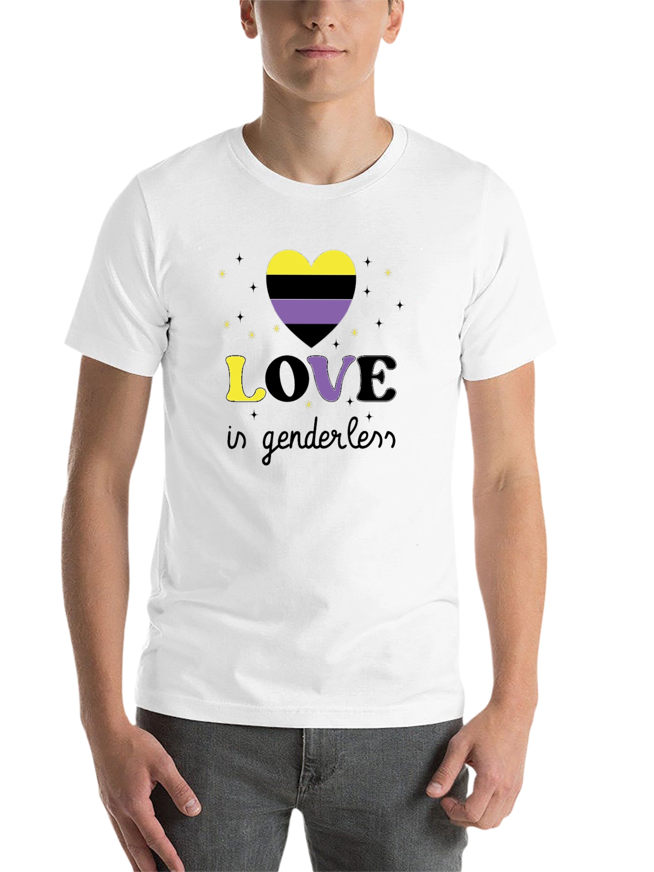 Non-Binary Pride Love is Genderless Graphic T-Shirt - 14