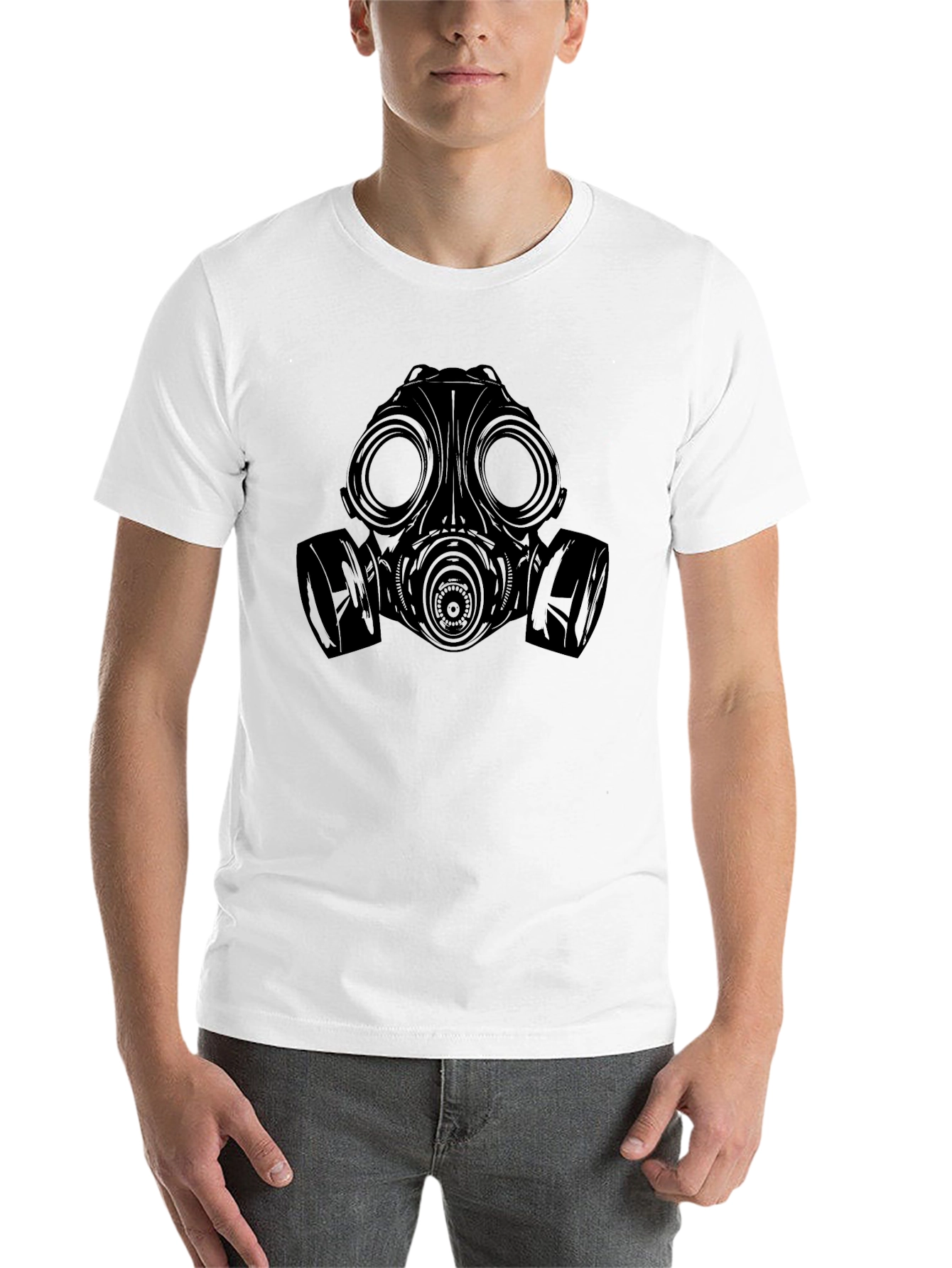 Black Gas Mask Graphic Tee - Black Cotton Comfort view 14