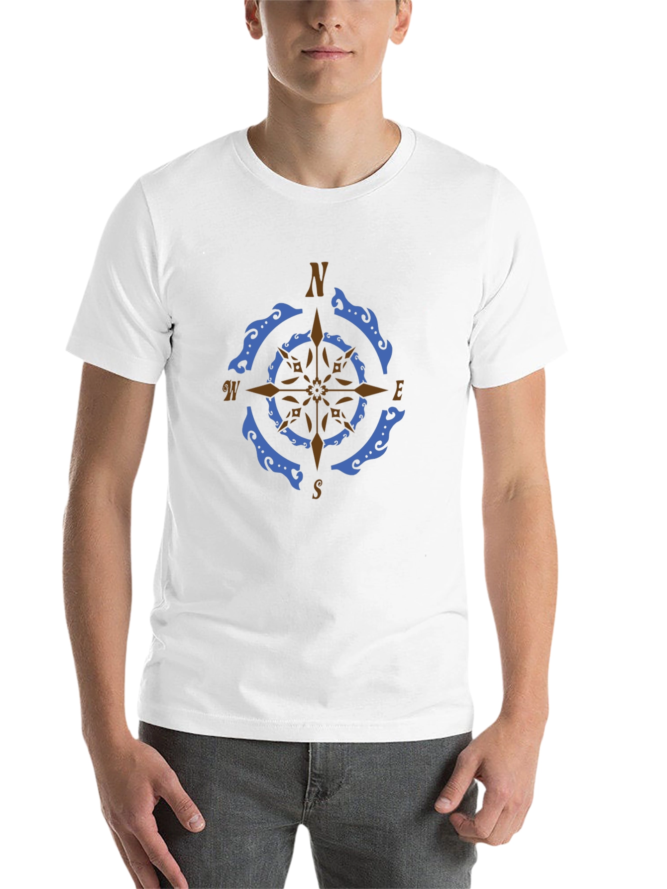Nautical Compass Rose Graphic Tee - Black - 14