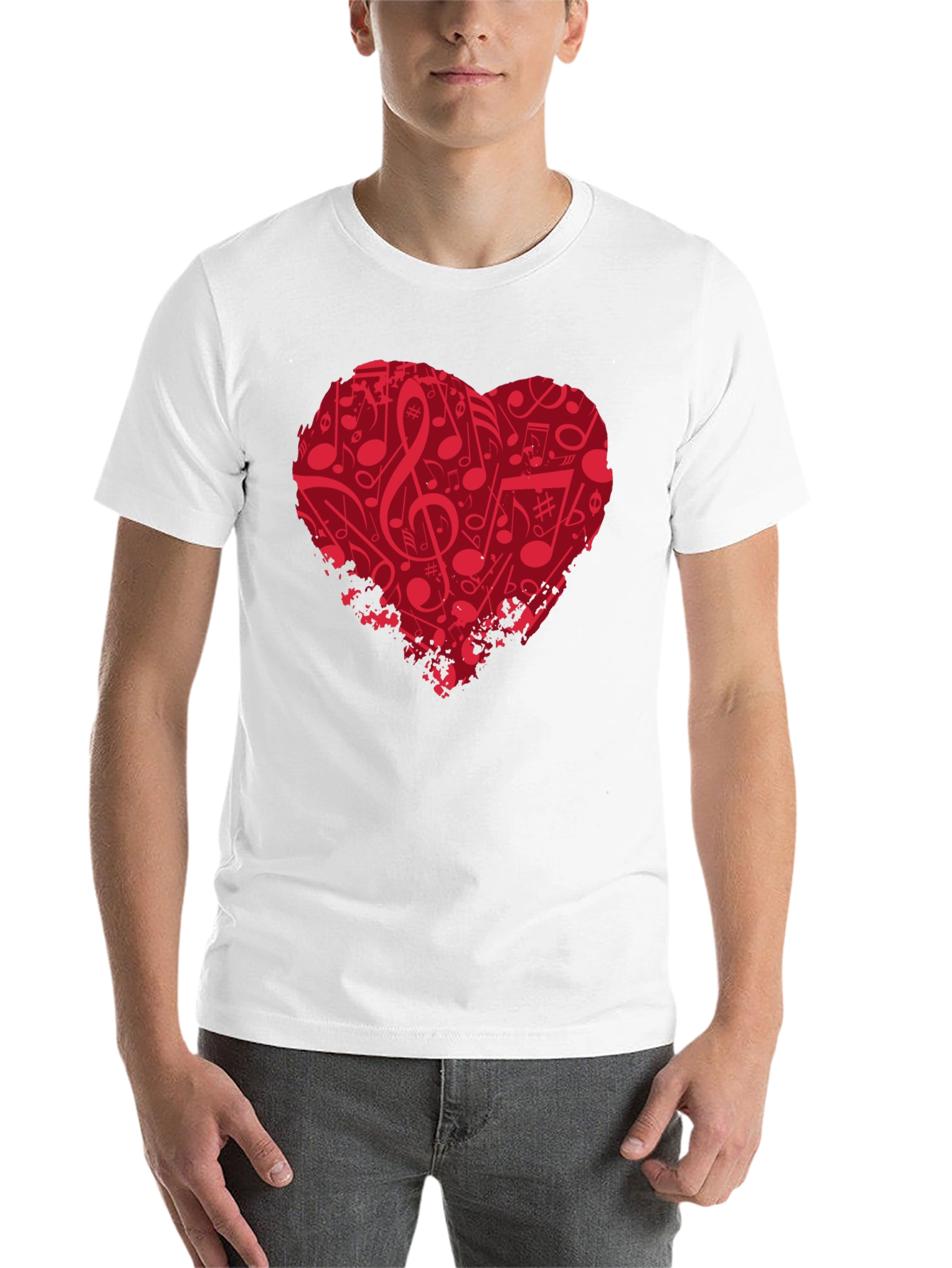 Black Musical Heart Graphic T-Shirt - Black Cotton Tee view 14