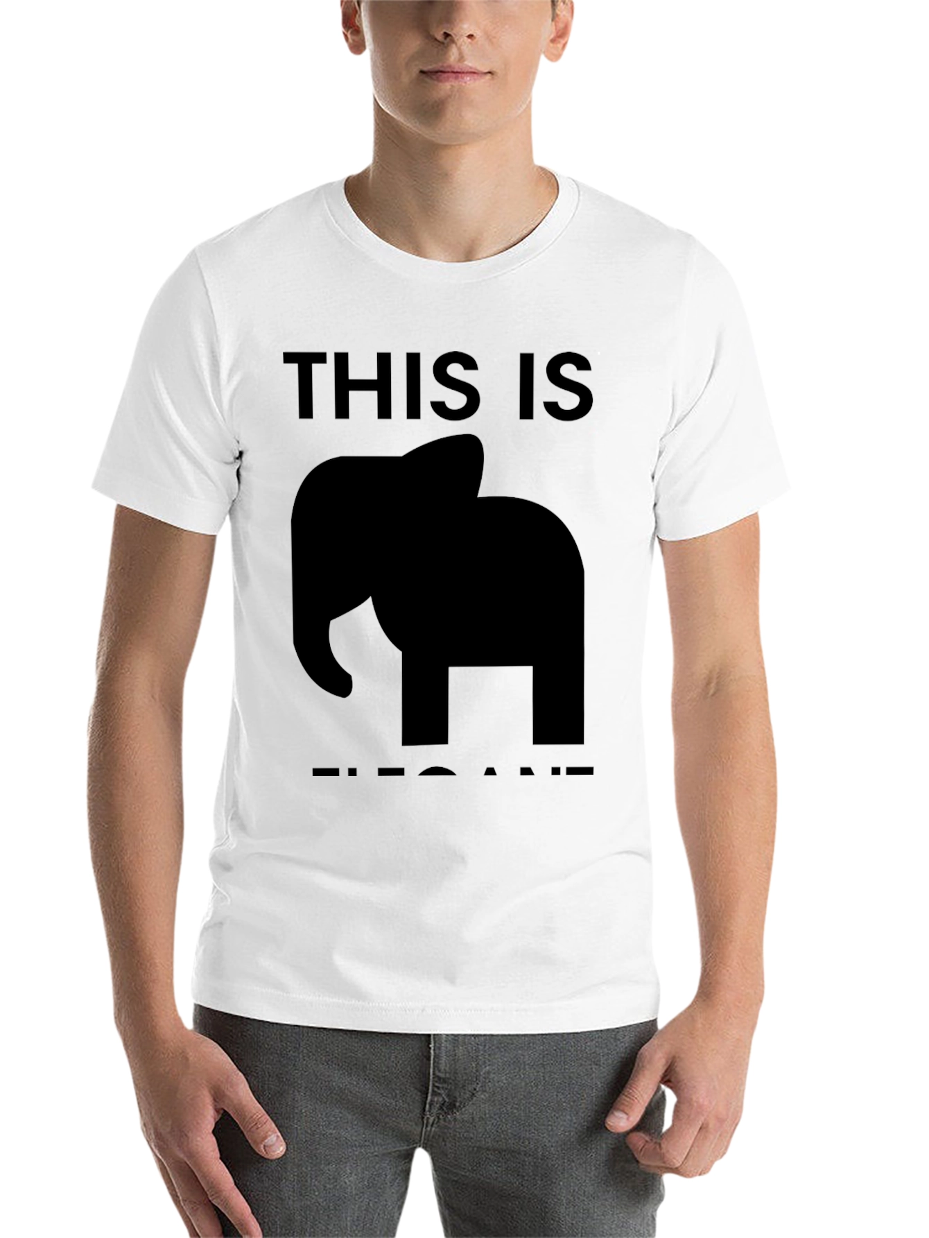 Black Elephant Pun Graphic Tee - This is ELEPHANT view 14