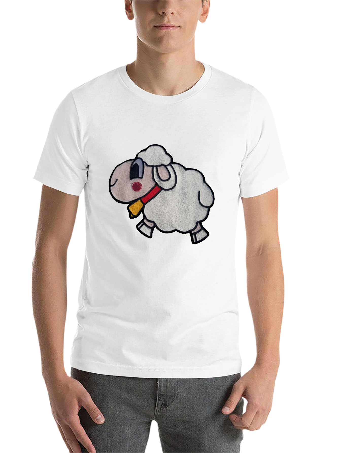Black Cartoon Sheep Graphic Black T-Shirt view 14