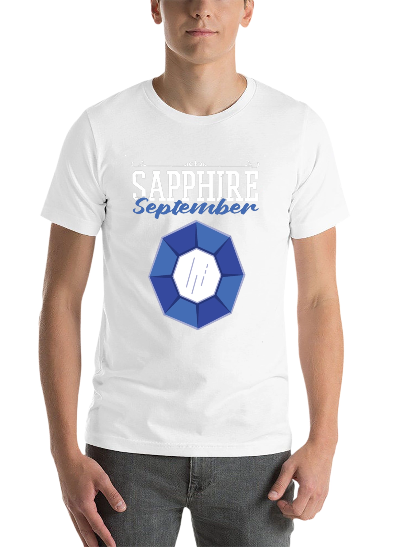 Black Sapphire September Gemstone Graphic T-Shirt view 14