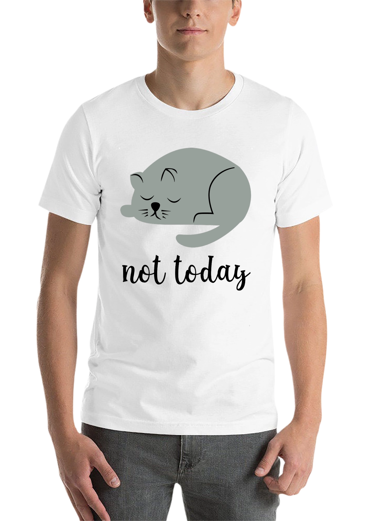 Black Not Today Lazy Cat Graphic Tee - Men's Black T-Shirt view 14