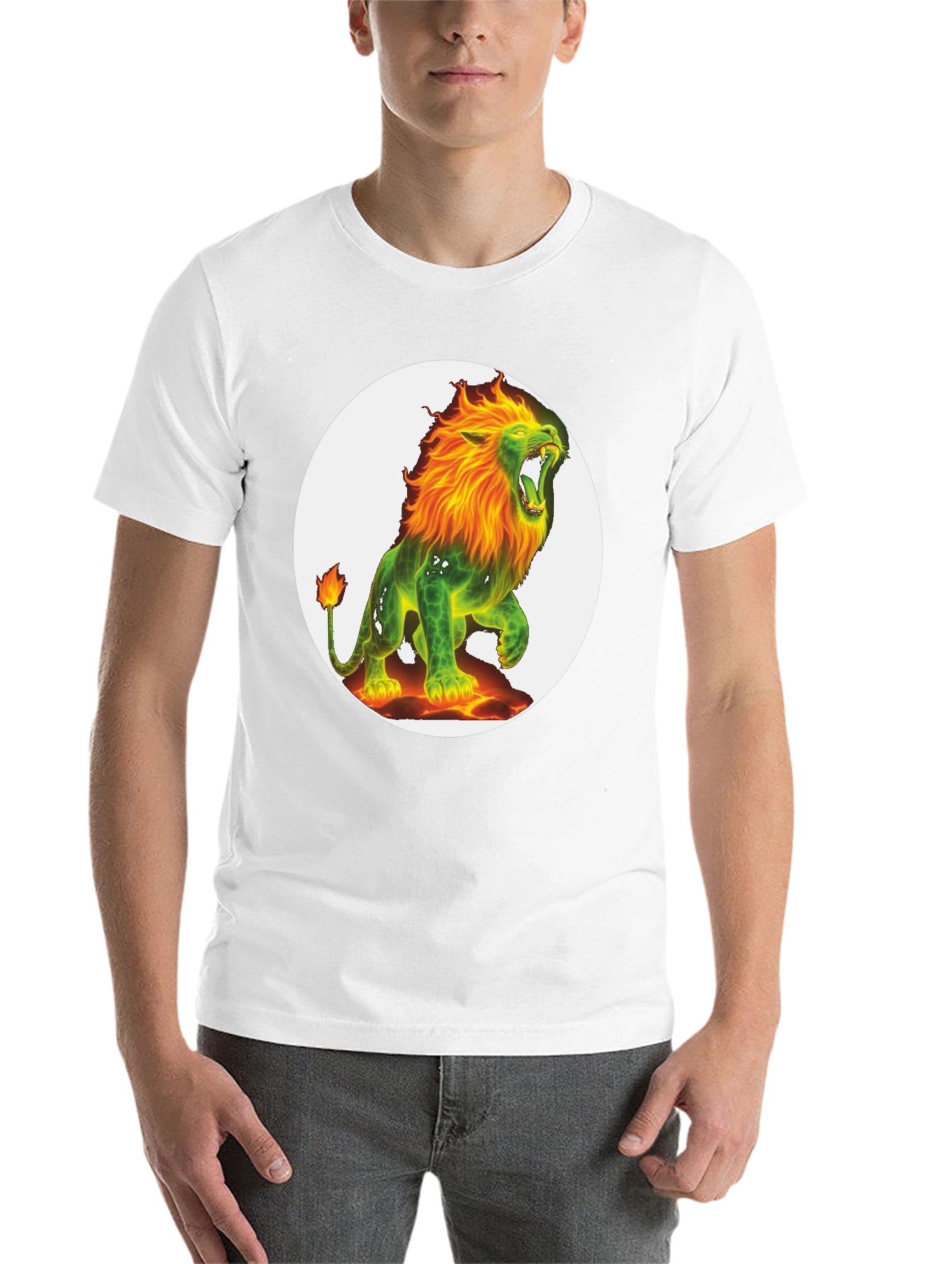 Black Fiery Lion Graphic Tee - Bold & Unique Design view 14