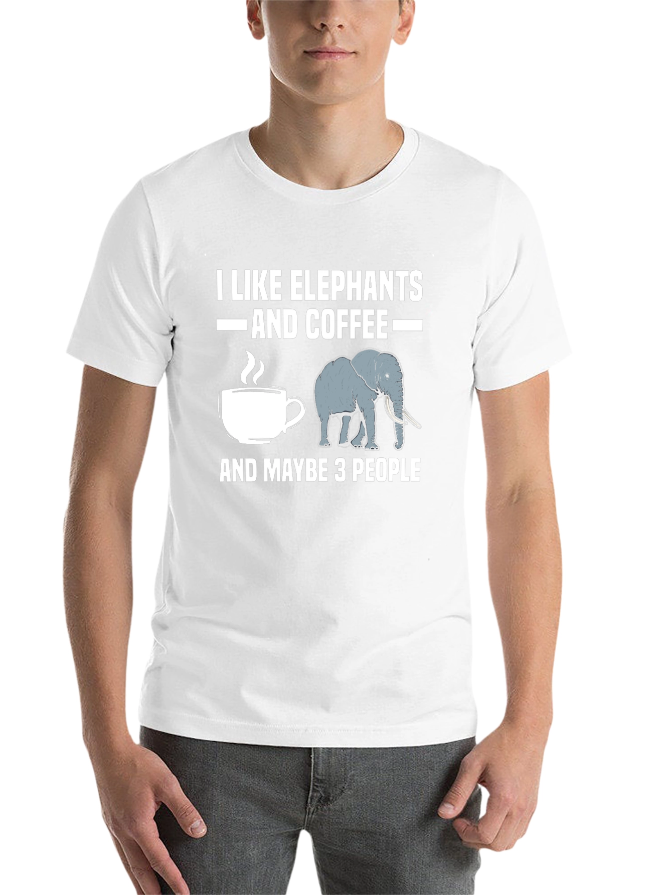 Black I Like Elephants and Coffee T-Shirt view 14