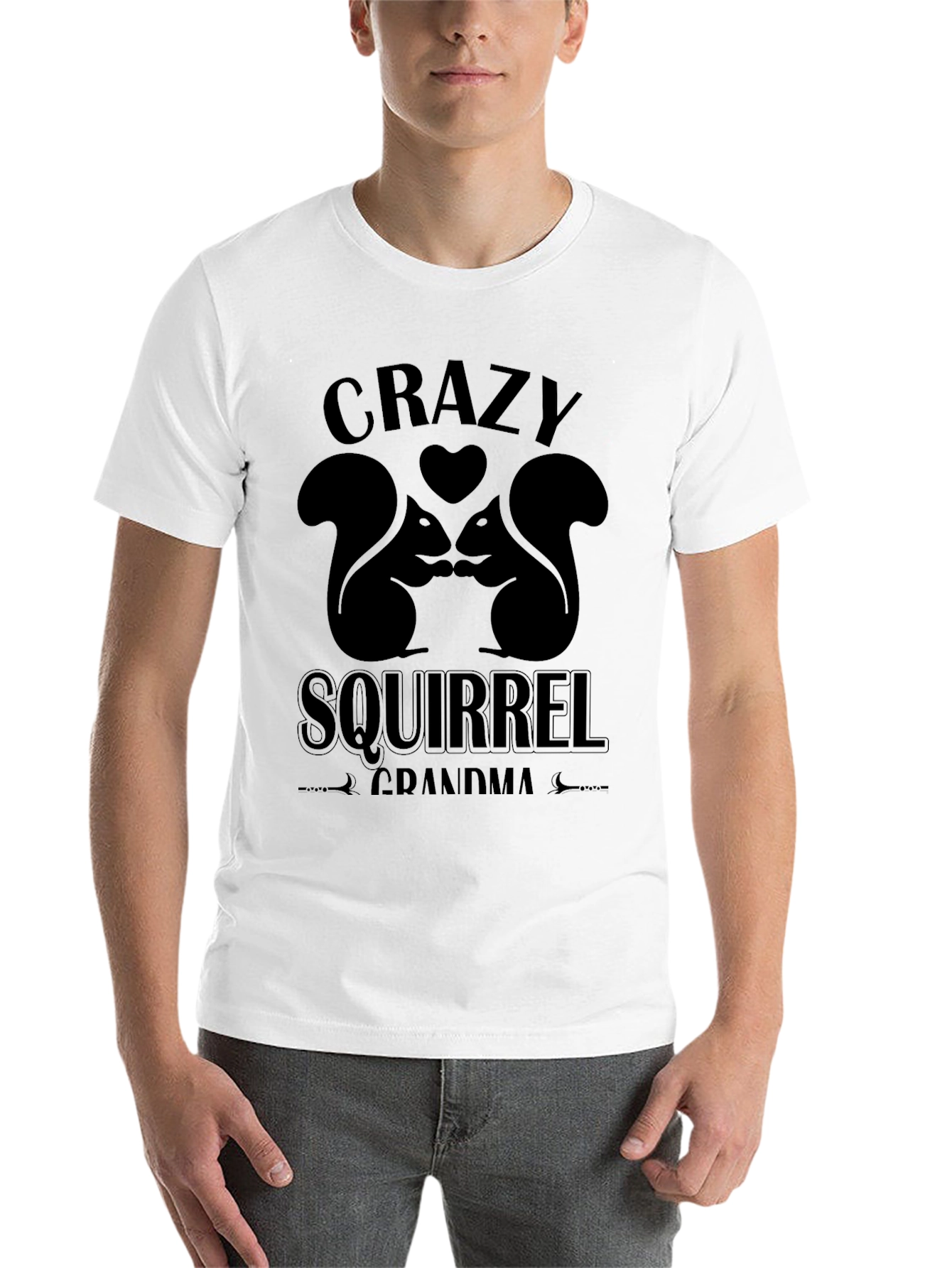 Crazy Squirrel Grandma Black T-Shirt - 14