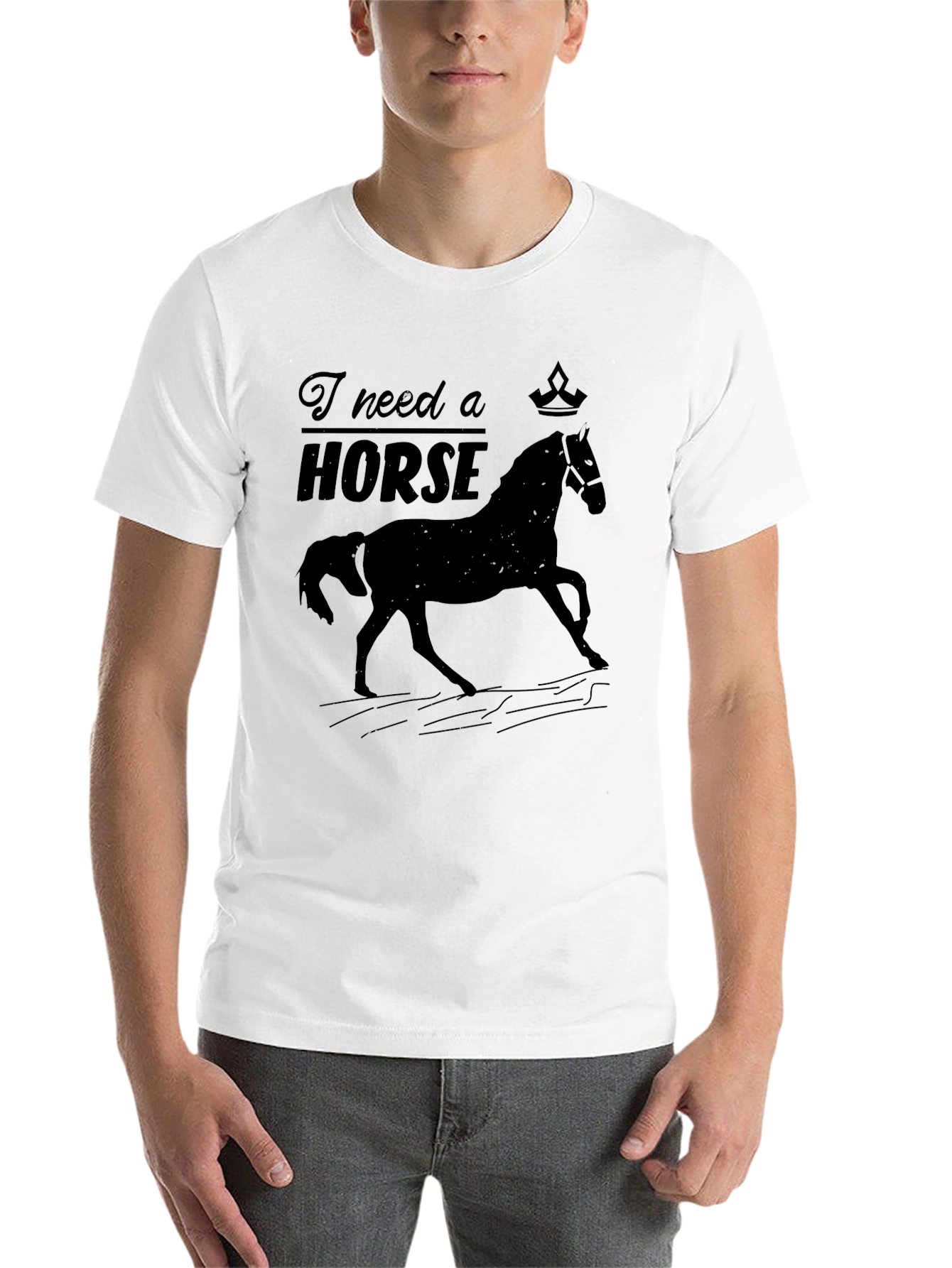Black I Need a Horse Graphic Tee - Equestrian Lover's Black T-Shirt view 14