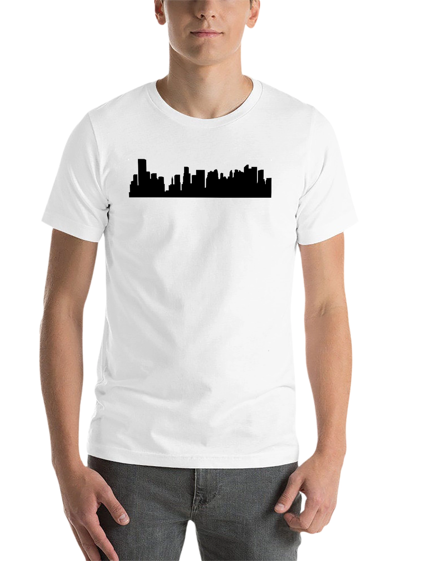 Black Cityscape Silhouette Tee - Modern Urban Style view 14