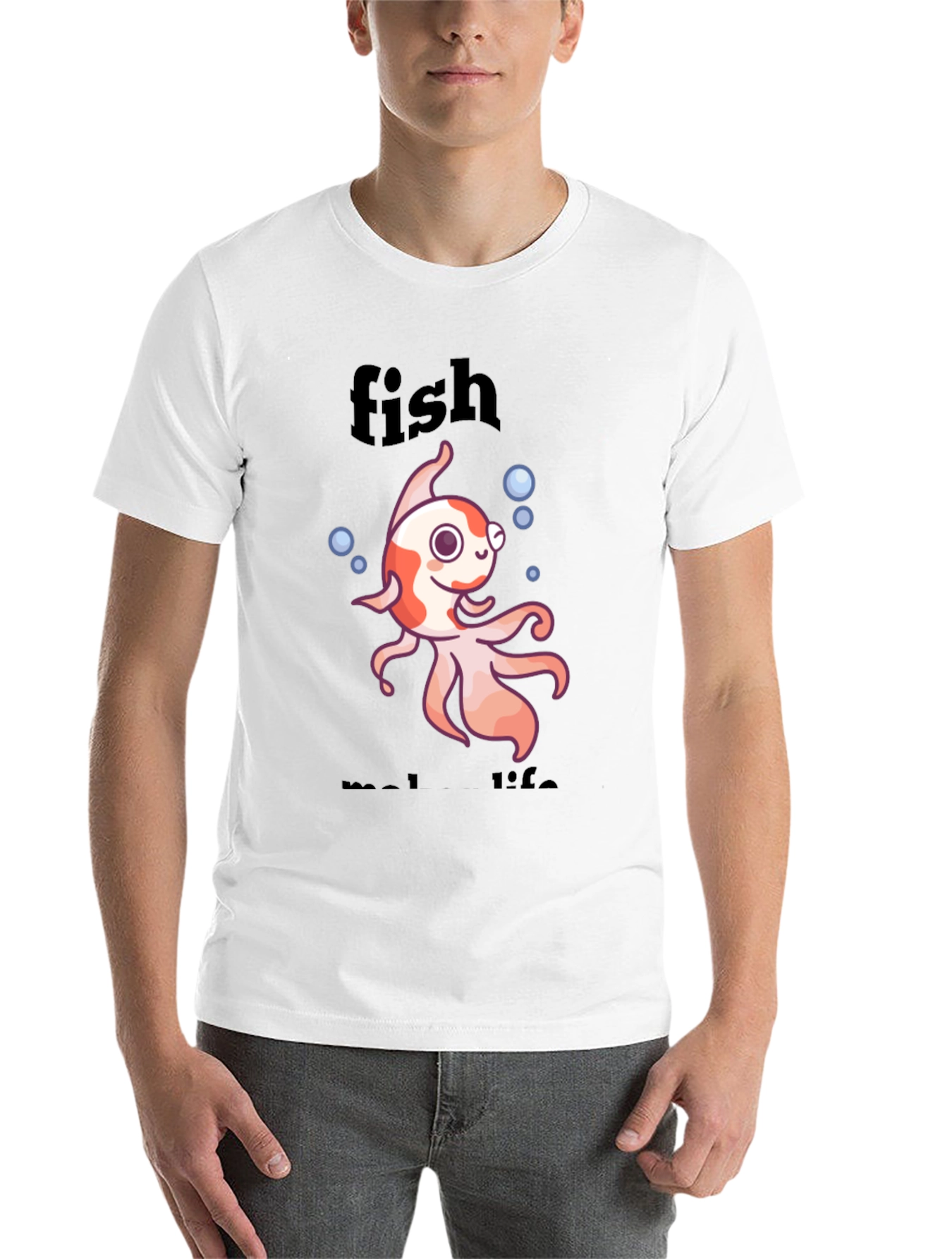Black Fish Make Life T-Shirt - Fun Animal Design view 14