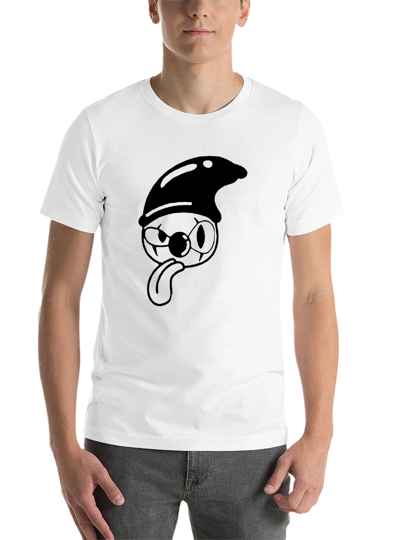 Black Funny Cartoon Character T-Shirt - Black view 14