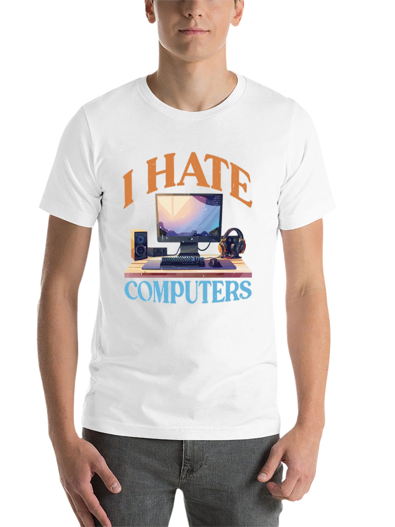 Black I Hate Computers Graphic Tee view 14