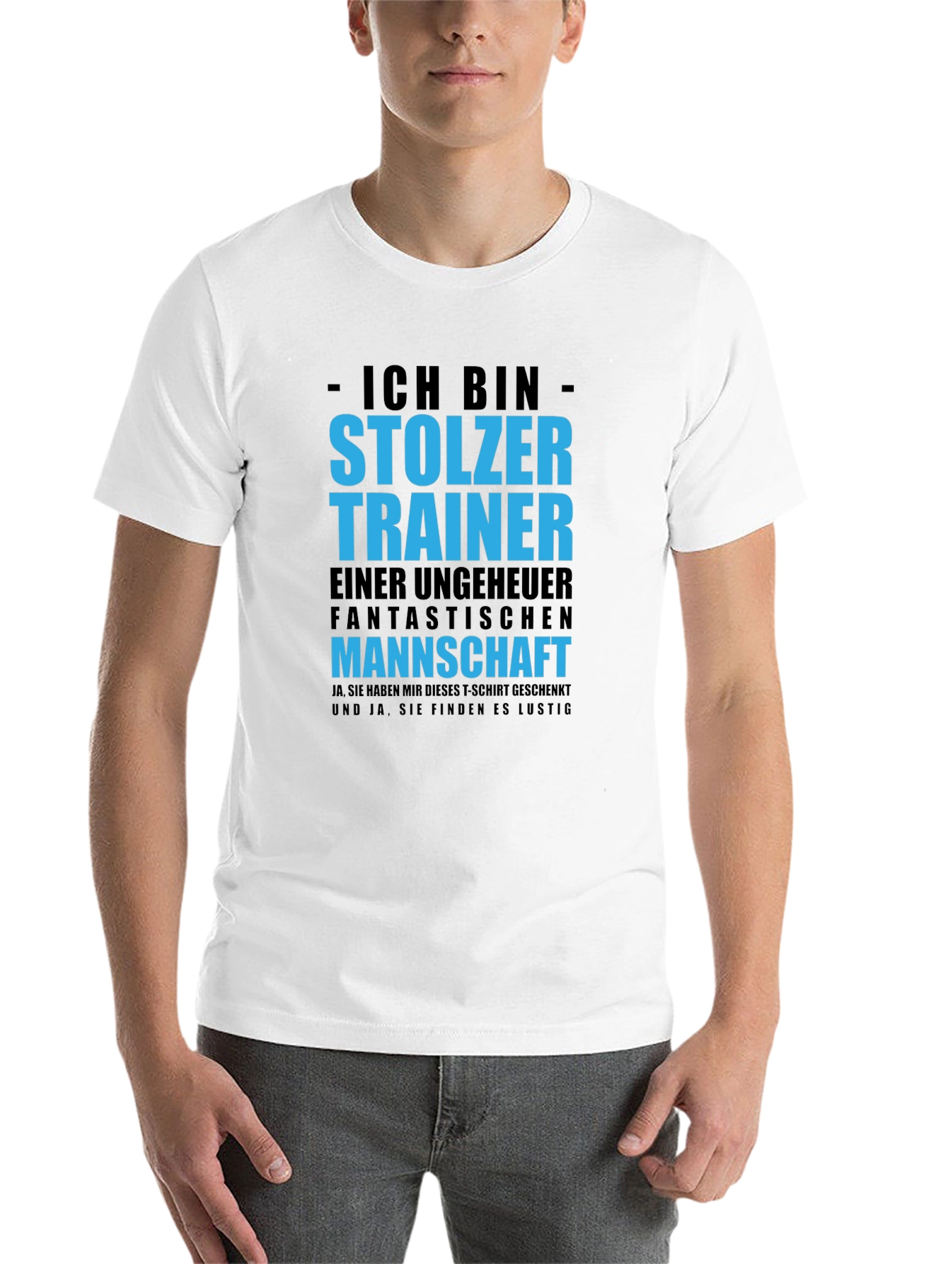Black Proud Trainer T-Shirt - German Text Design view 14