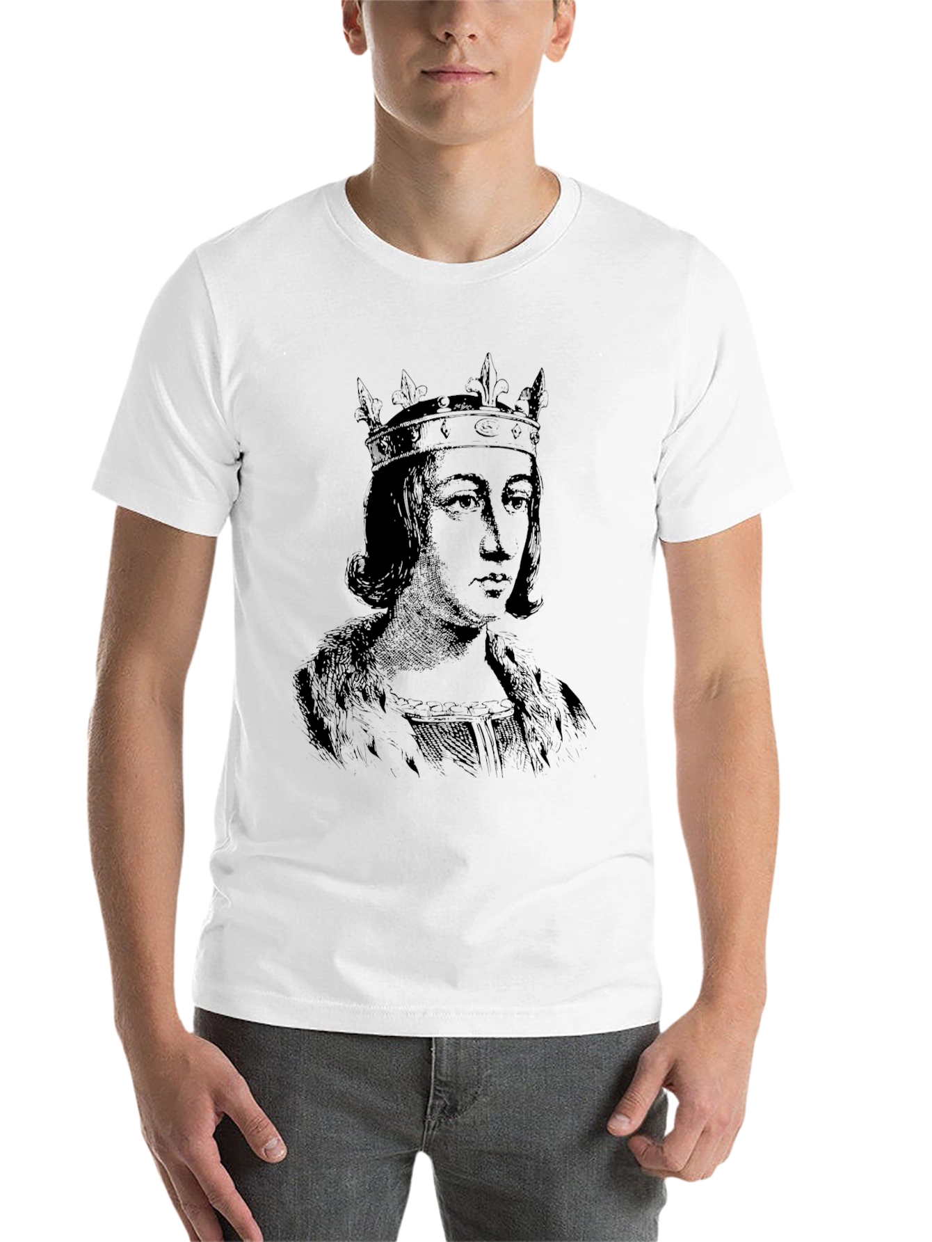 Black King Portrait Graphic Black T-Shirt view 14