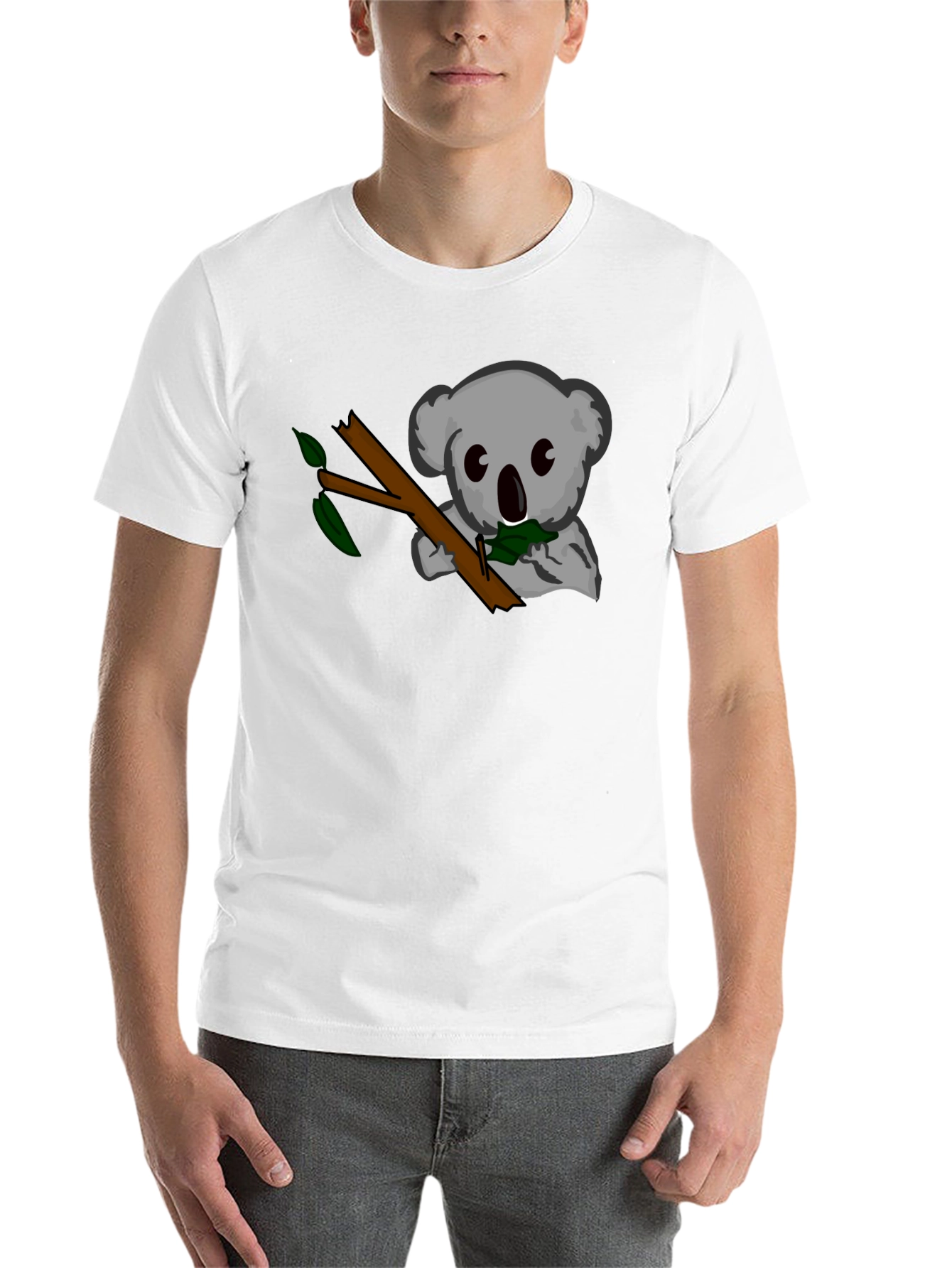 Black Koala Eats Leaves Black T-Shirt view 14