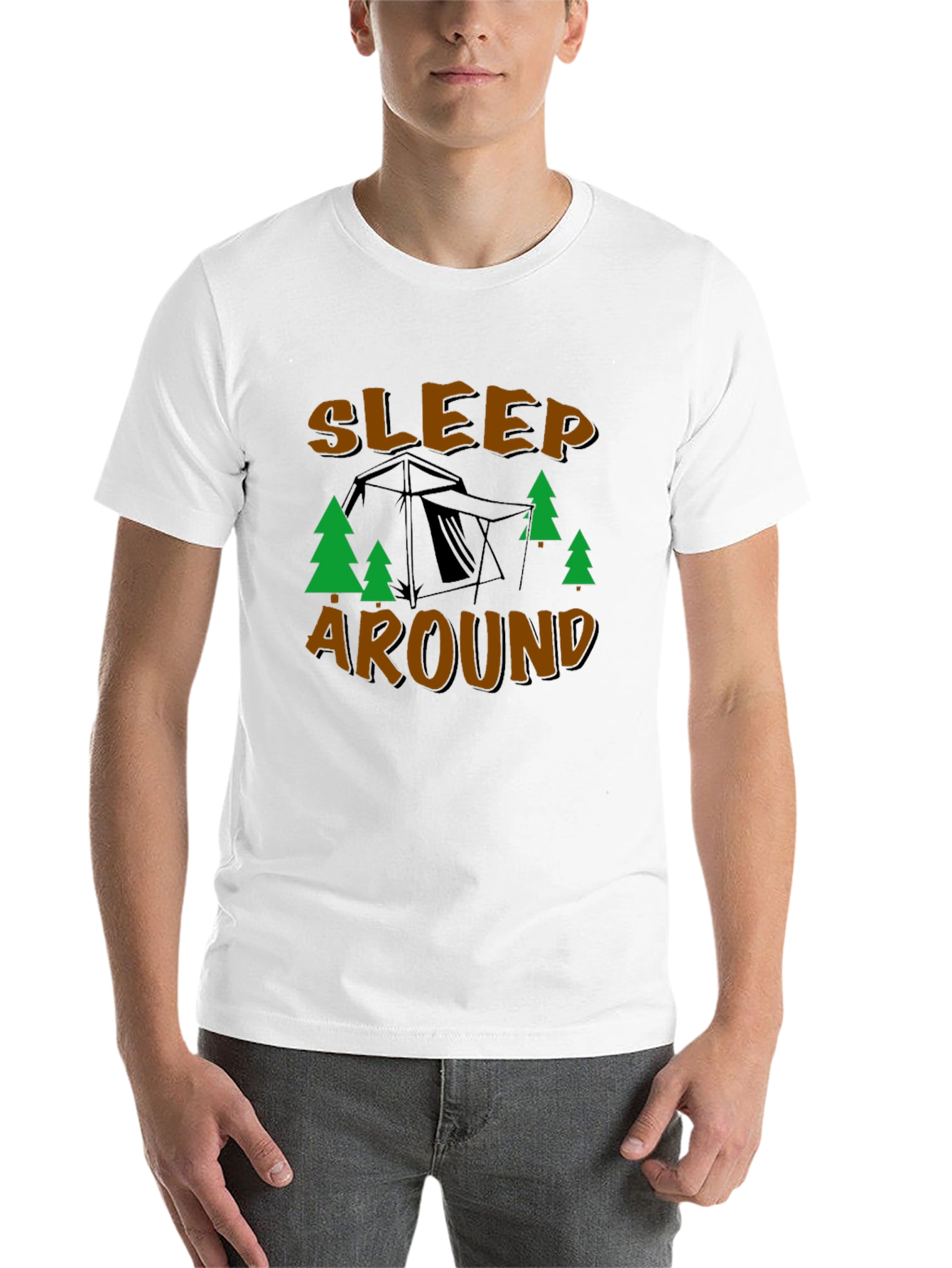Black Sleep Around Camping T-Shirt view 14